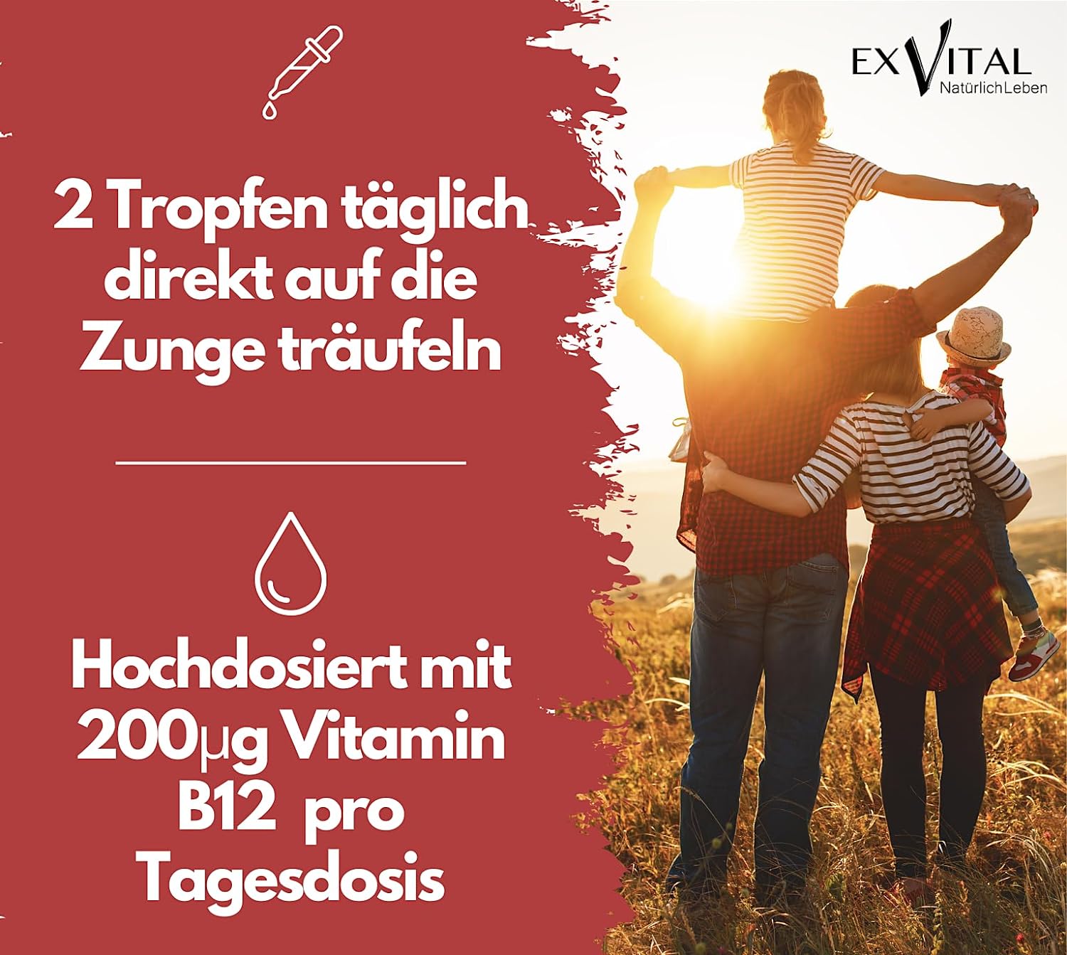 EXVital&reg; Vitamin B12 Tropfen (Methylcobalamin), 50 ml - Bild 1