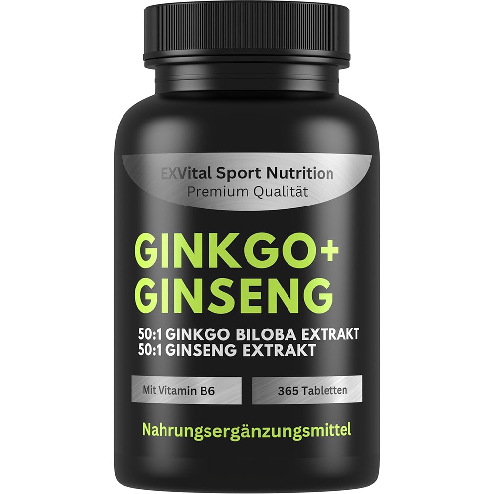 EXVital&reg; Ginkgo Biloba und Koreanischer Ginseng, 365 Tabletten - Bild 1