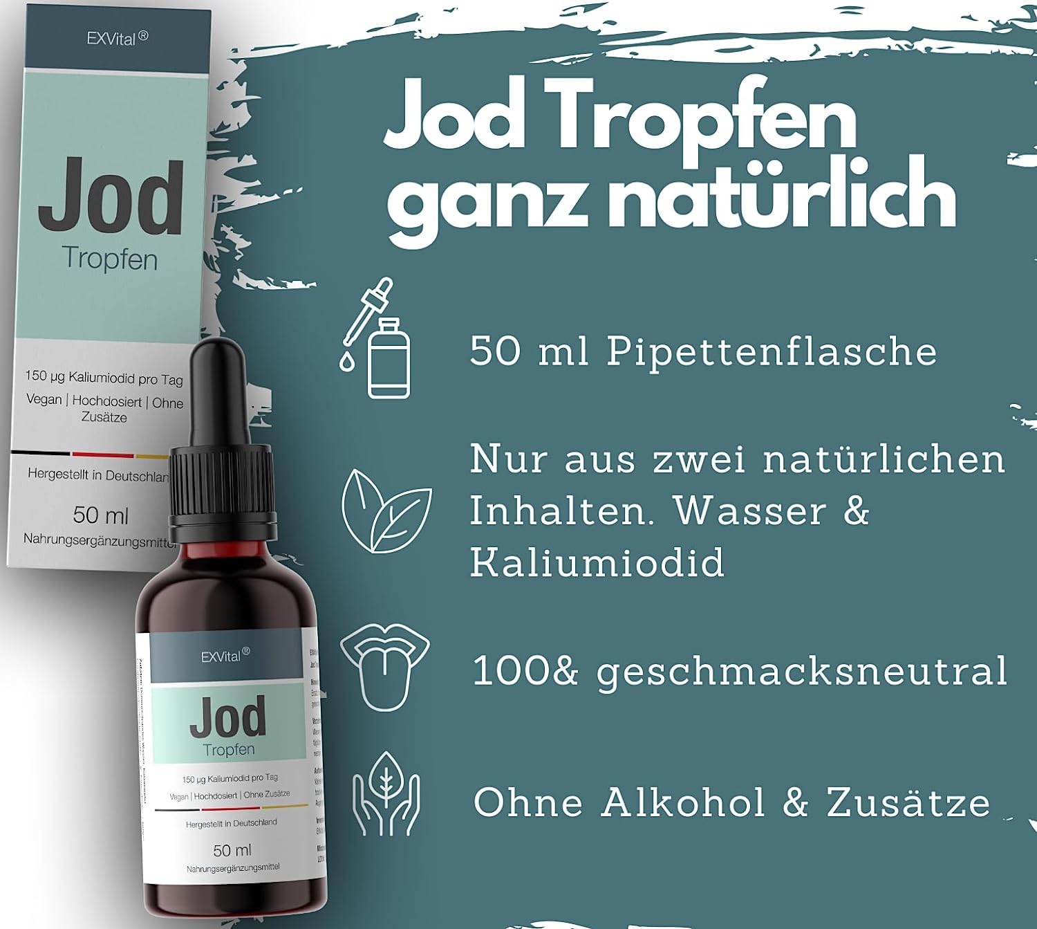 EXVital&reg; Jod Tropfen, hochdosiertes Kaliumiodid, 50 ml - Bild 1