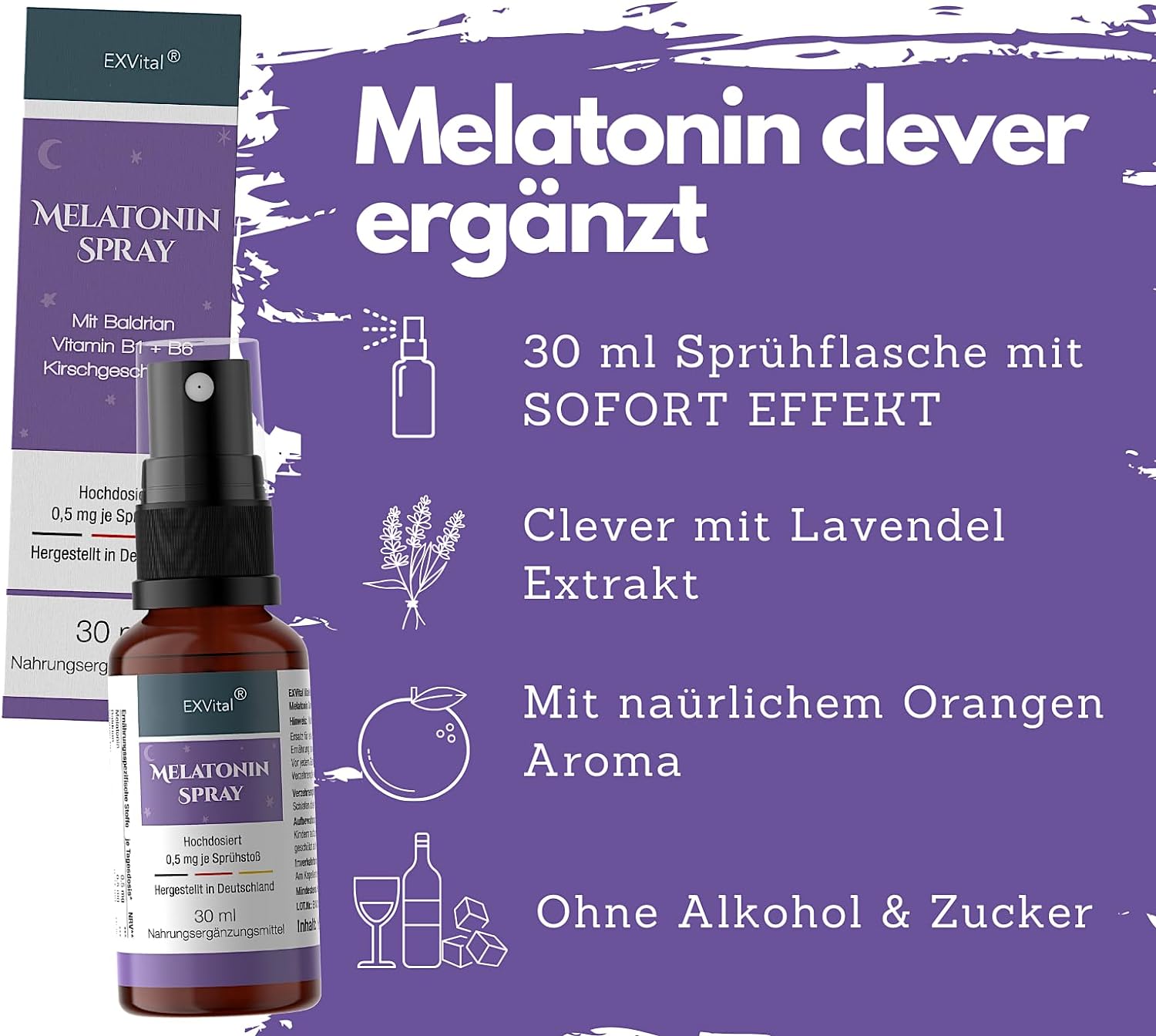 EXVital&reg; Melatonin Schlafspray mit Baldrian, 30 ml - Bild 1