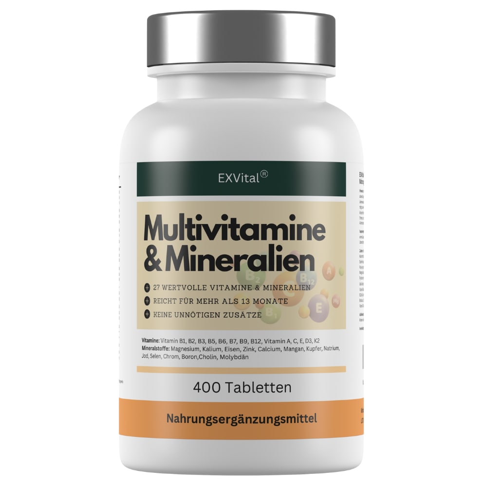EXVital&reg; Multivitamin & Mineralien Tabletten, 27 Wirkstoffe, 400 Tabletten - Bild 1