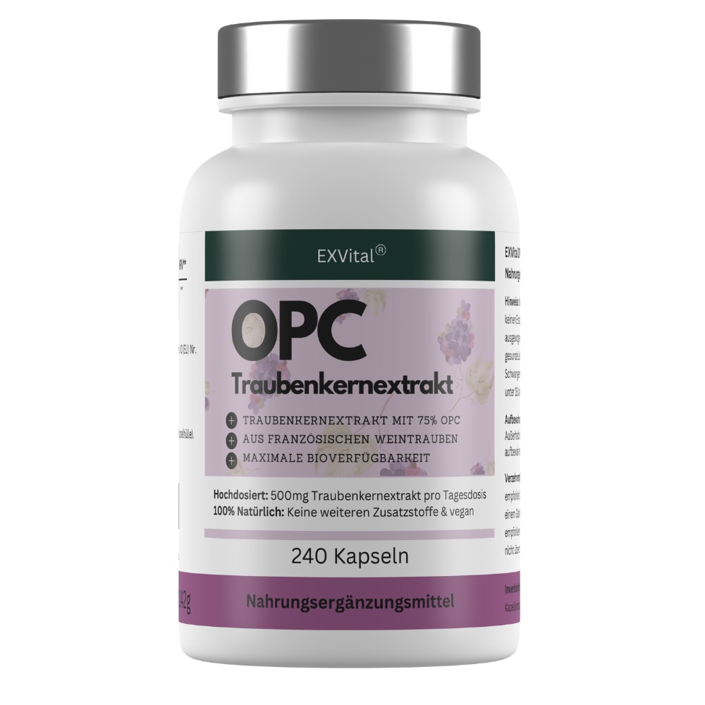 EXVital&reg; OPC Traubenkernextrakt Kapseln, hochdosiert, 240 Kapseln - Bild 1