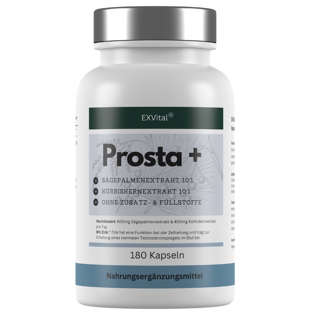 EXVital&reg; Prosta+ Kapseln mit S&auml;gepalmen-, K&uuml;rbiskernextrakt & Zink, 180 Kapseln - Bild 1