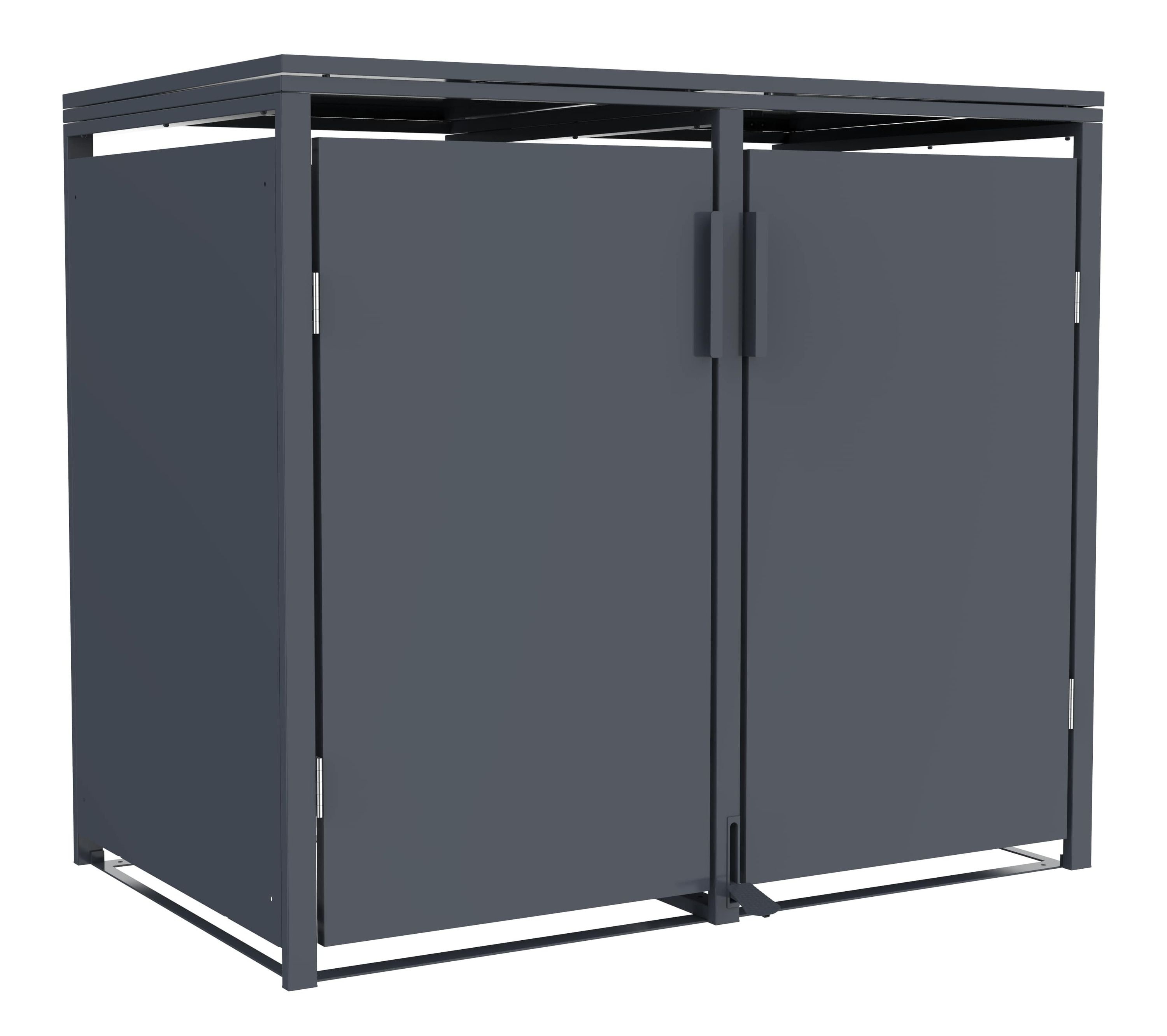 M&uuml;lltonnenbox Anthrazit f&uuml;r 2 M&uuml;lltonnen 120L 240L 132x80x116cm Pedal Softclose - Bild 1