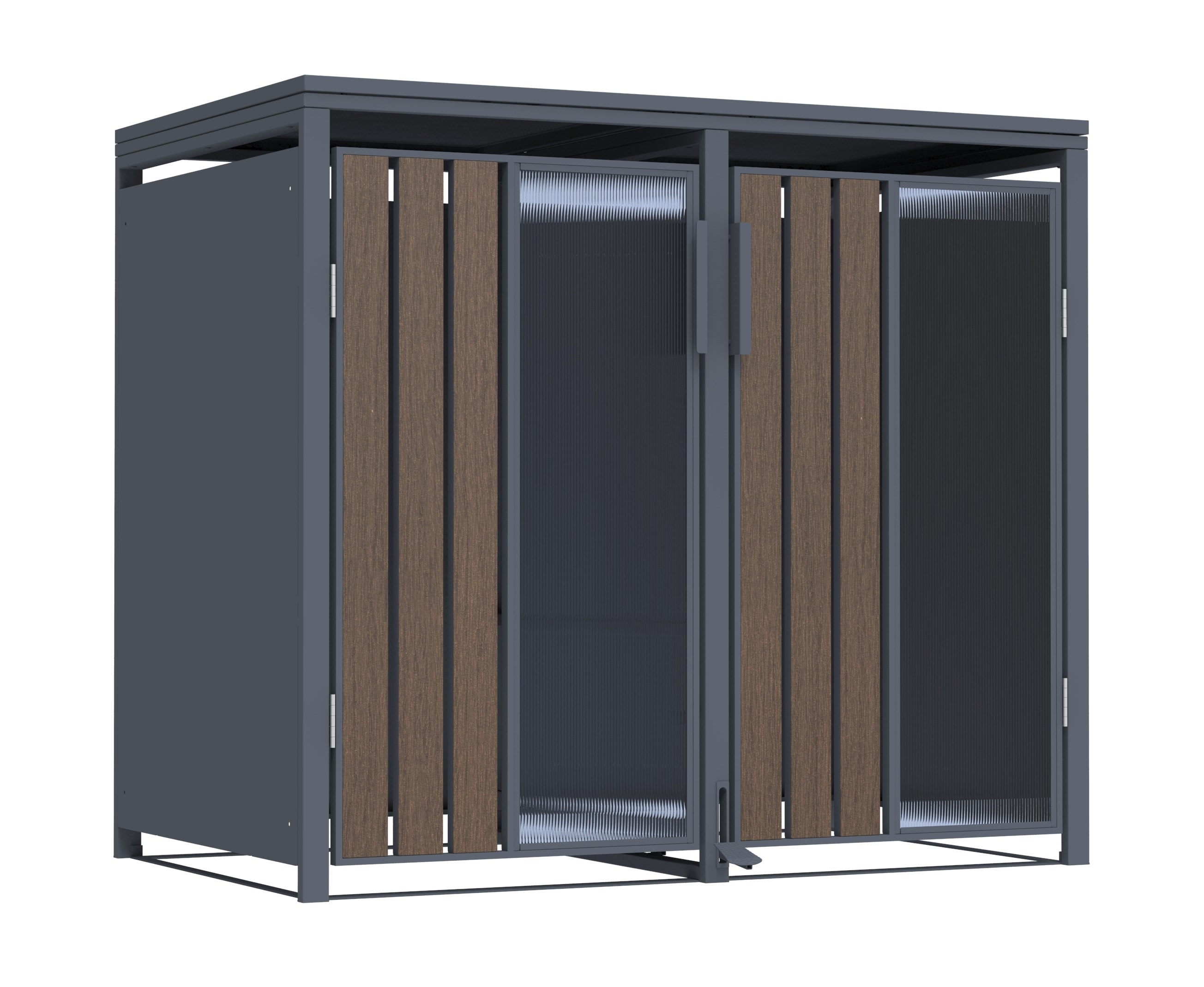 M&uuml;lltonnenbox Holzoptik mit Plexiglas f&uuml;r 2 M&uuml;lltonnen 240L 132x80x116cm Pedal - Bild 1