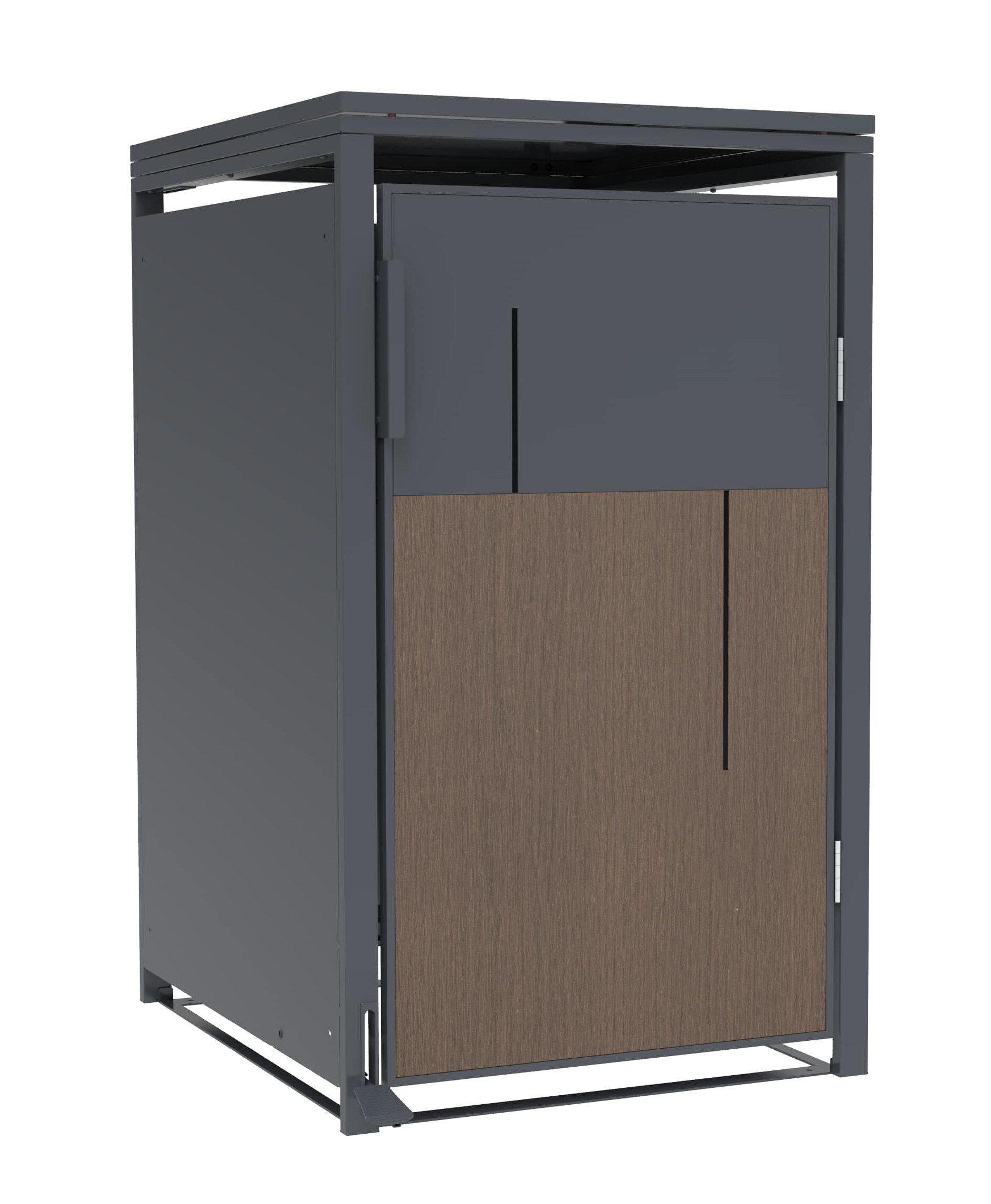 M&uuml;lltonnenbox Anthrazit mit Holzoptik f&uuml;r 1 M&uuml;lltonne 240L 68x80x116cm Pedal - Bild 1