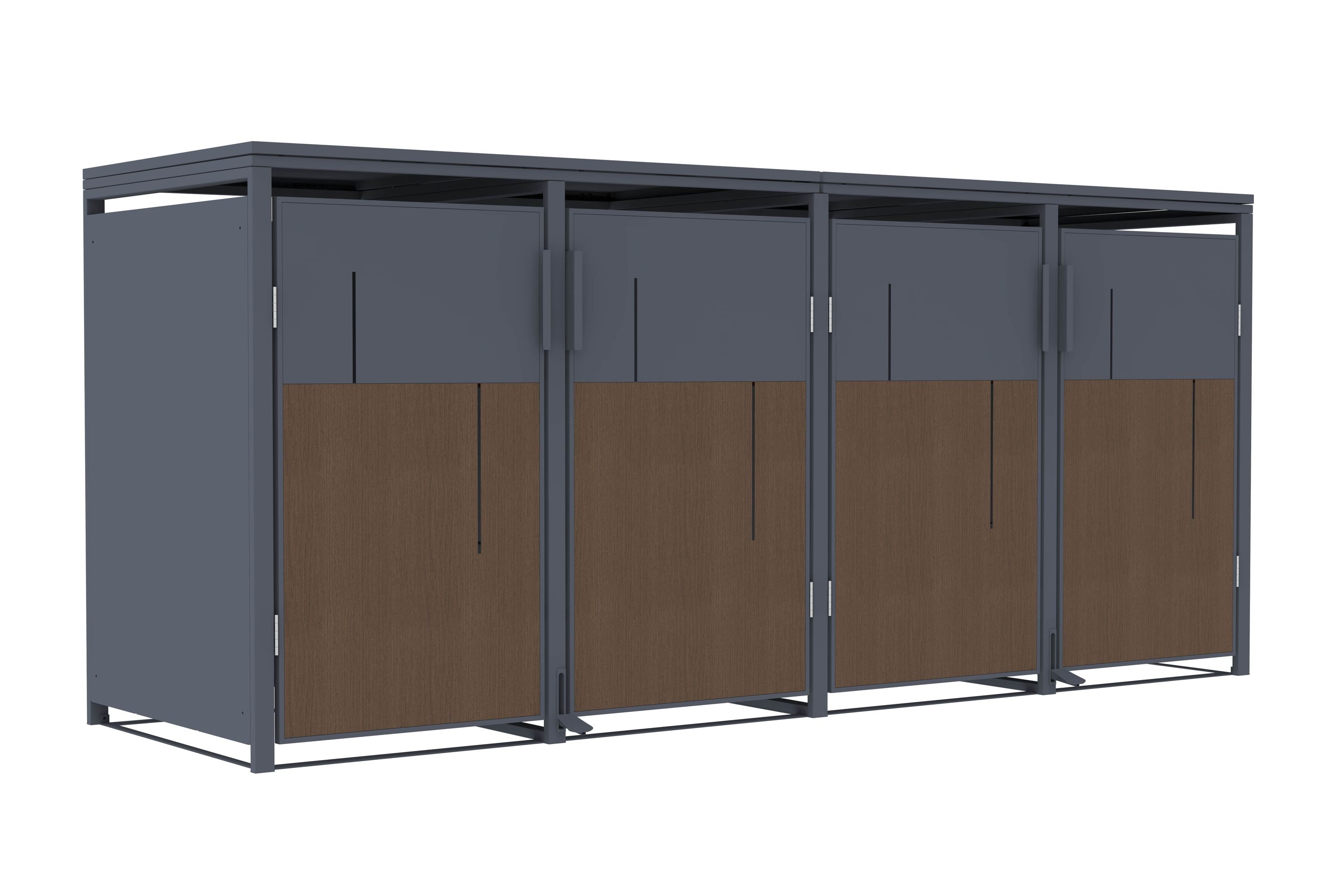 M&uuml;lltonnenbox Anthrazit mit Holzoptik f&uuml;r 4 M&uuml;lltonnen 240L 265x80x116cm Pedal - Bild 1