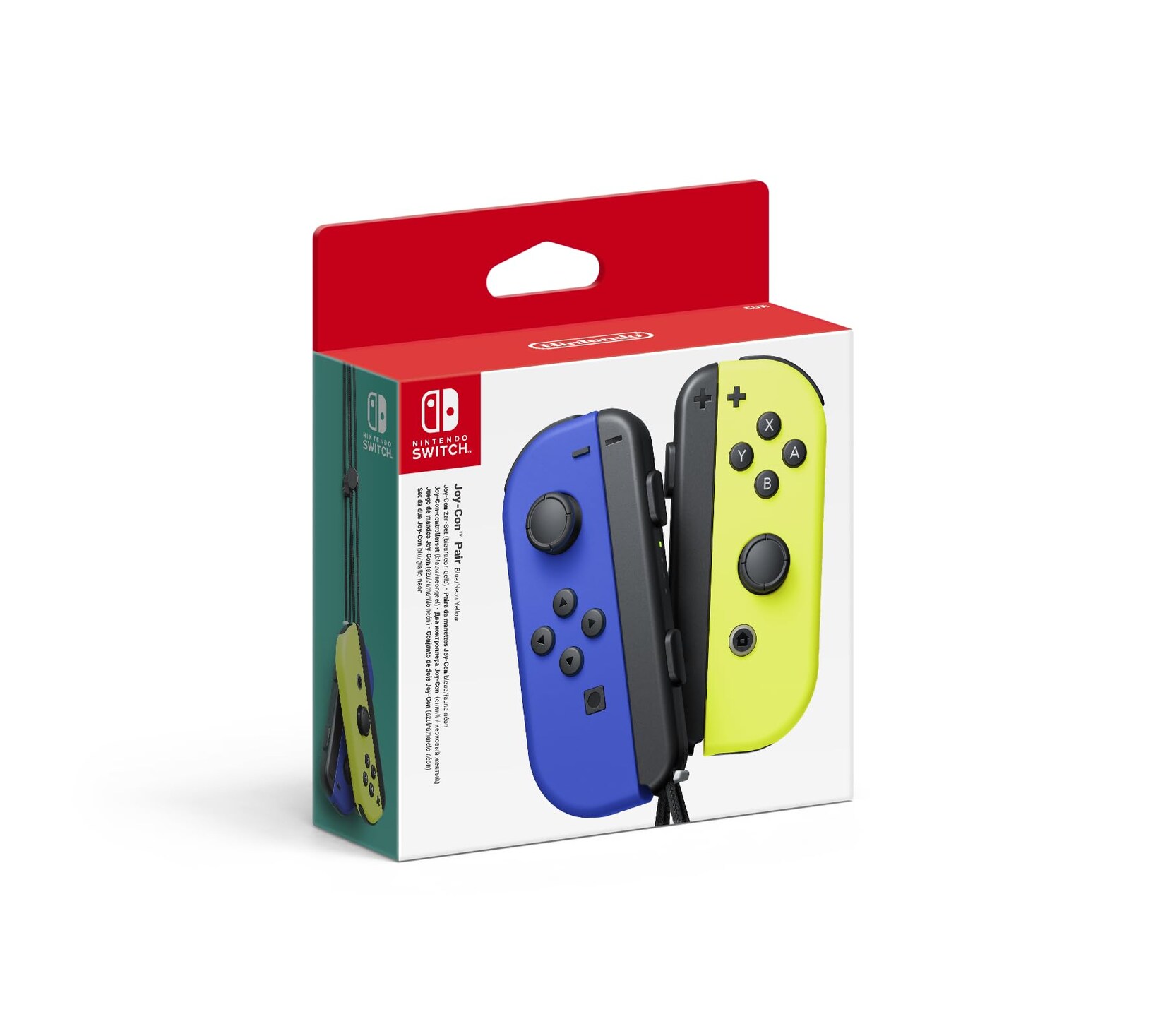 Nintendo Joy-Con 2er-Set Blau/Neon-Gelb Nintendo Switch Controller (10019746, Geeignet für Nintendo Switch, Funk, Bluetooth, NFC, Lithium-Ionen-Akku, inkl. 2 Joy-Con-Handgelenksschlaufen)