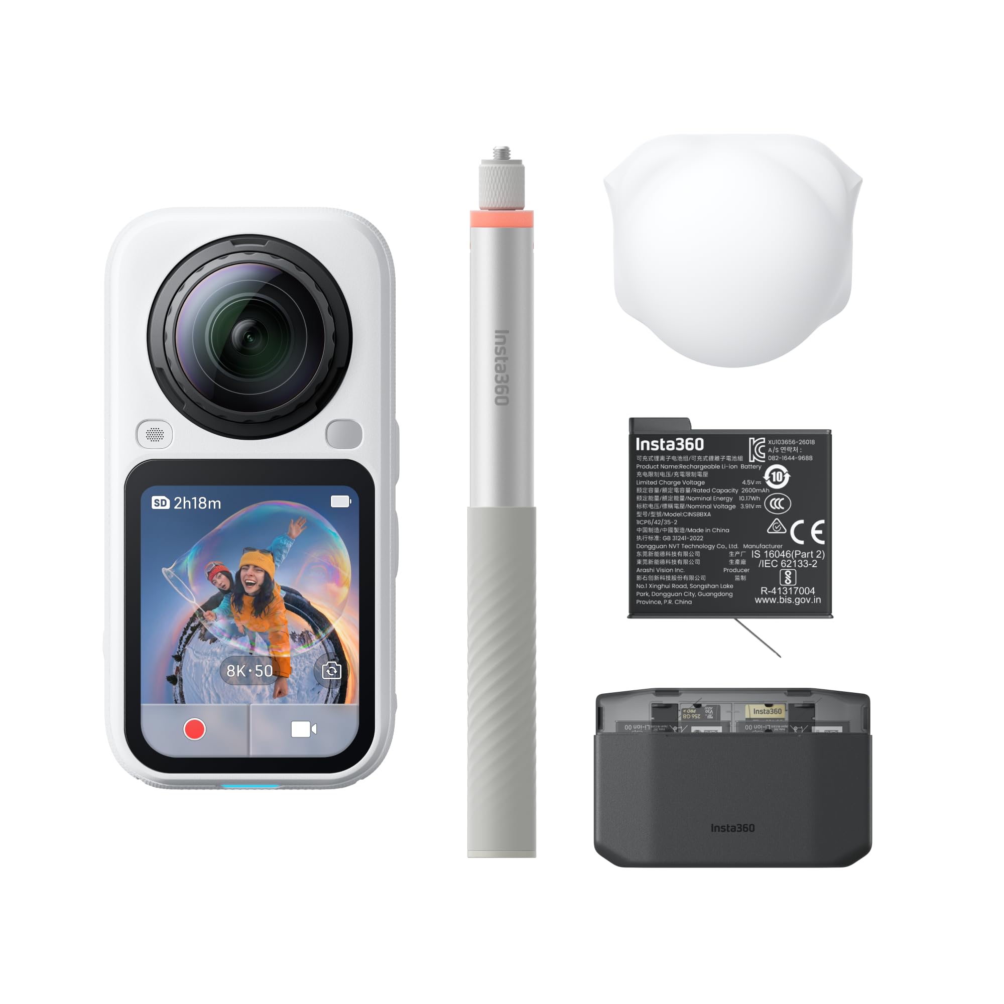 Insta360 X6 Essential Bundle Arctic White Action Kamera (8K 360&deg;-Kamera, 120 MP 360&deg;-Fotos, 2,32 Zoll OLED-Display) - Bild 1