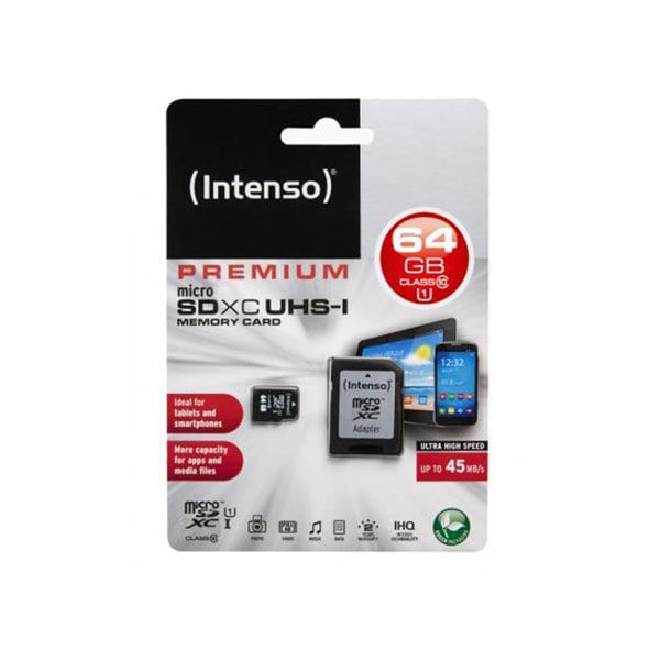 INTENSO 64GB microSDXC Karte UHS-I mit Adapter - Bild 1