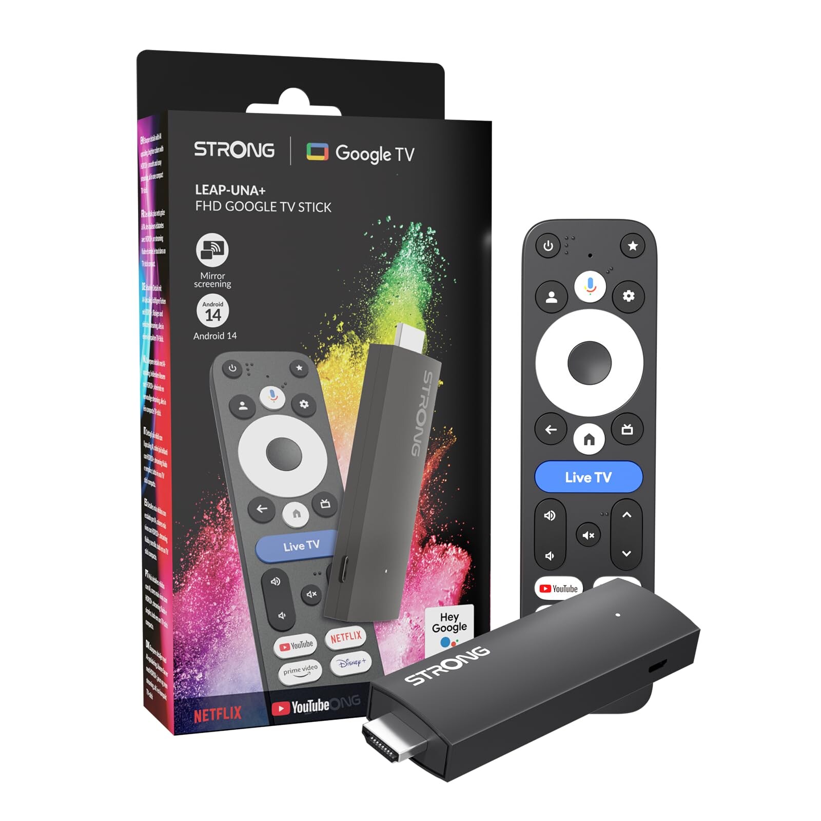 Clé TV STRONG LEAP-UNA+ Android 14 Google TV Full HD HDR10+ Wi-Fi 5 Bluetooth 5.0