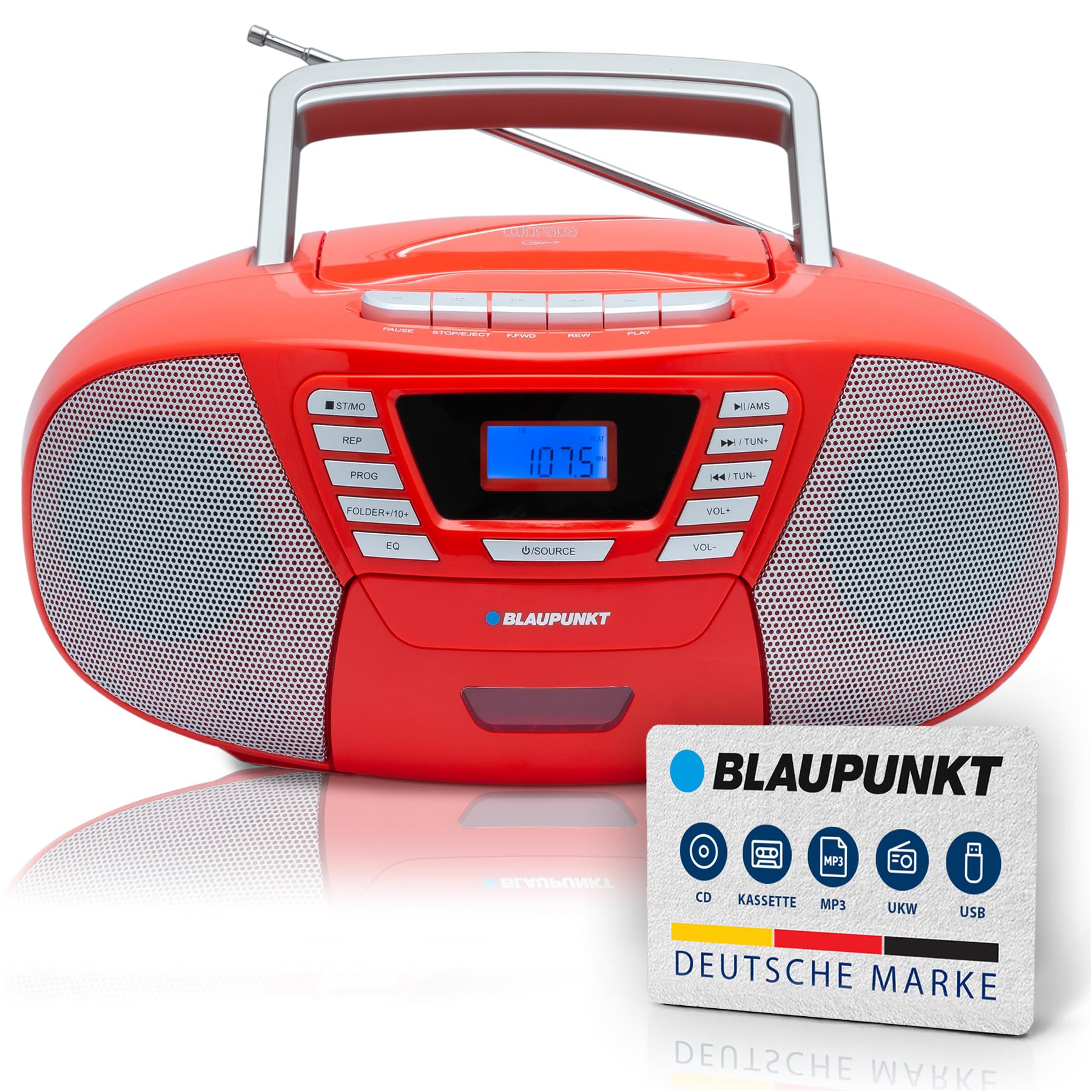 B 120 | Boombox mit CD Player und Bluetooth | Rot - Bild 1