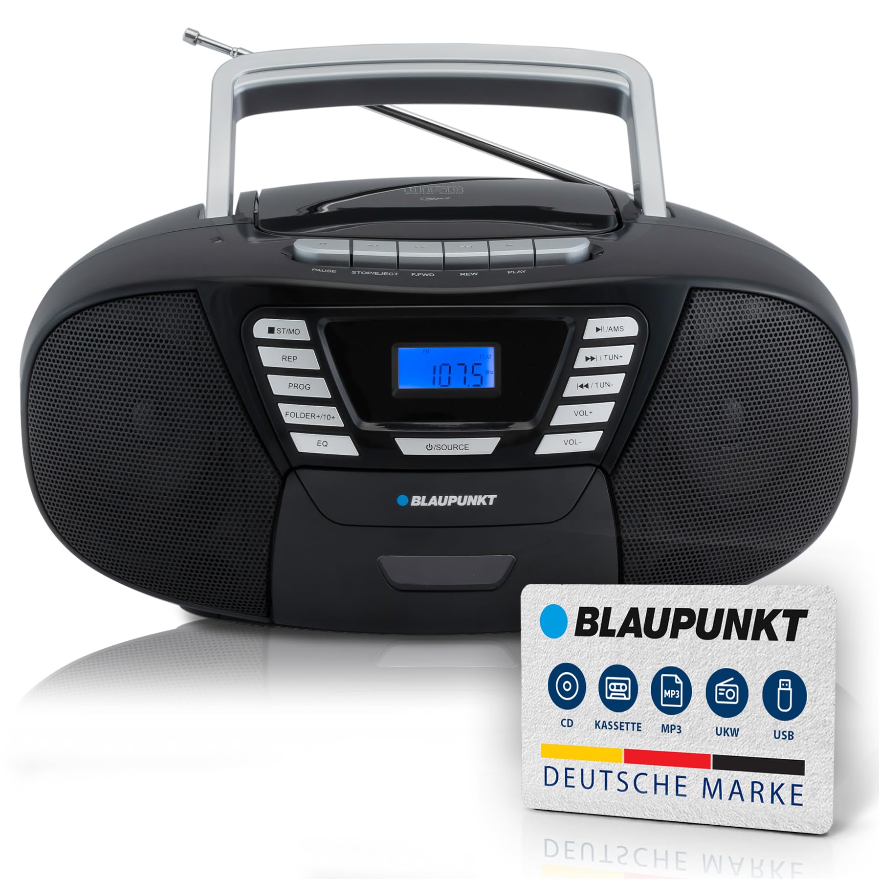 B 120 | Boombox mit CD Player und Bluetooth | Schwarz - Bild 1