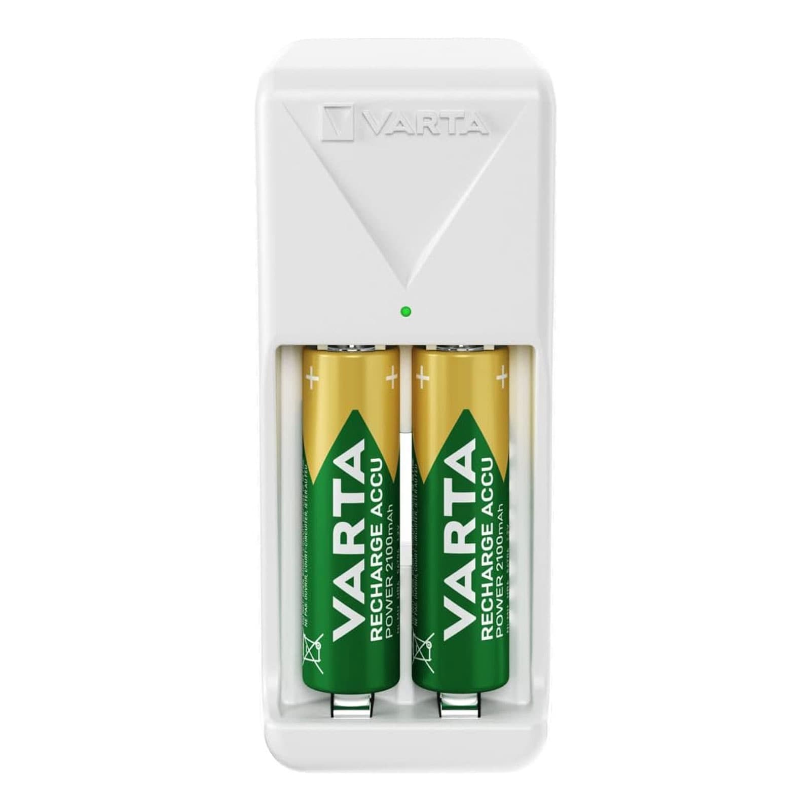 VARTA Ladeger&auml;t Mini Charger 2x AA 56706 2100mAh (4,5 h Ladezeit, l&auml;dt 2 AA oder AAA Akkus, Ladeanzeige, 2x Recharge Accu Power AA 2100 mAh) - Bild 1