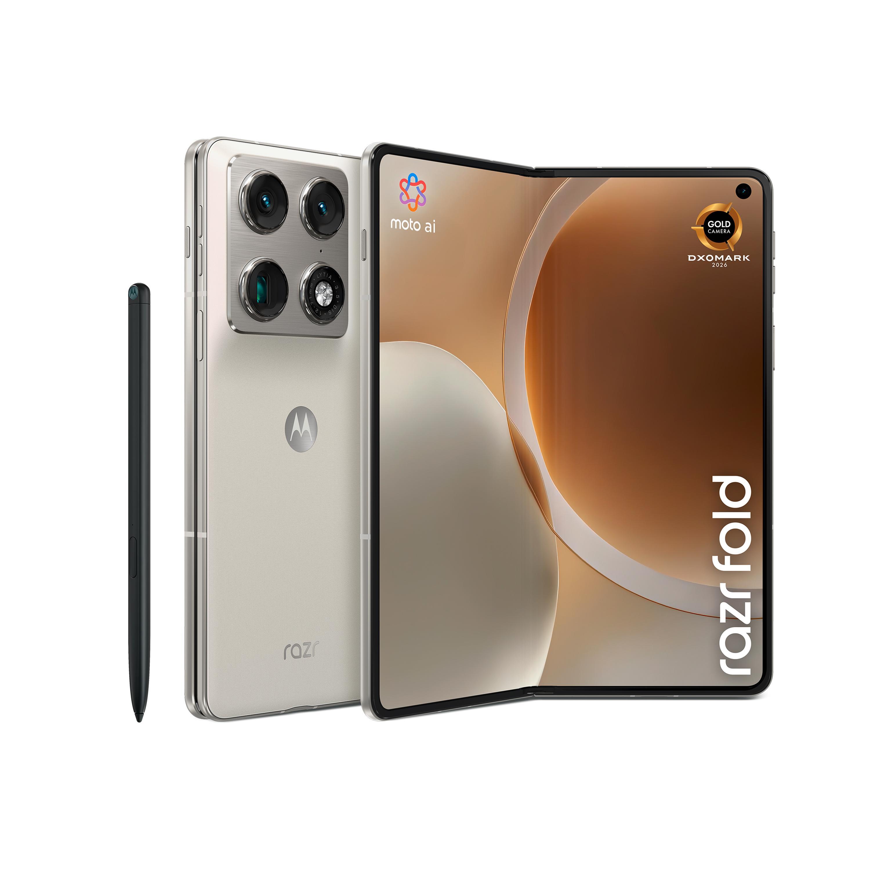 Motorola razr fold 16GB + 512GB PANTONE&reg; Lily White Smartphone (8,09 Zoll, 50 MP, Triple-Kamera, 6.000-mAh, Octa-Core, Fingerabdrucksensor, Gesichtserkennung, faltbar, Wei&szlig;) - Bild 1
