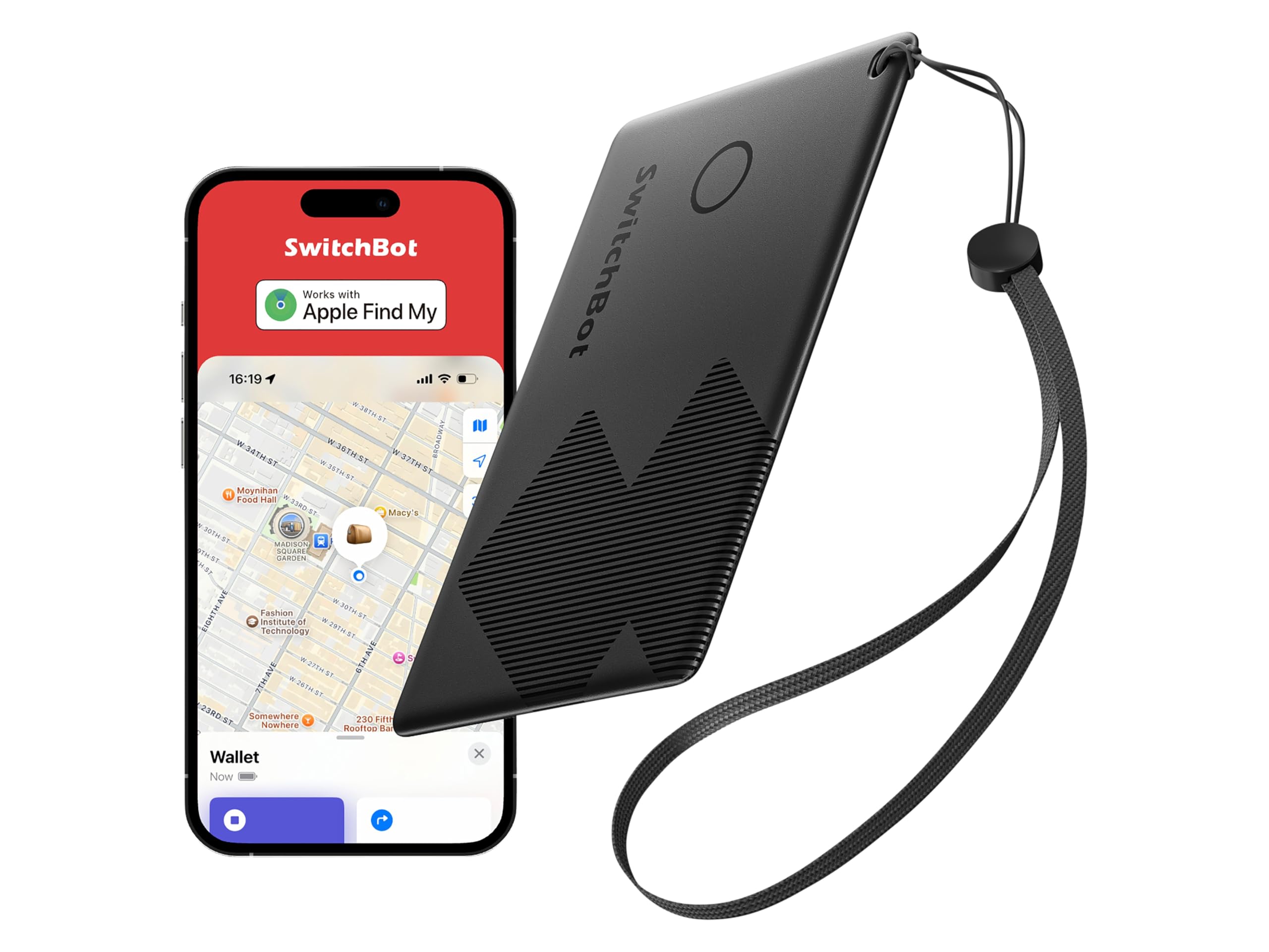 SwitchBot Geldb&ouml;rsen-Tracker-Karte, NFC-kompatibel, Verlust-Benachrichtigung, Schwarz (Apple Find My) - Bild 1