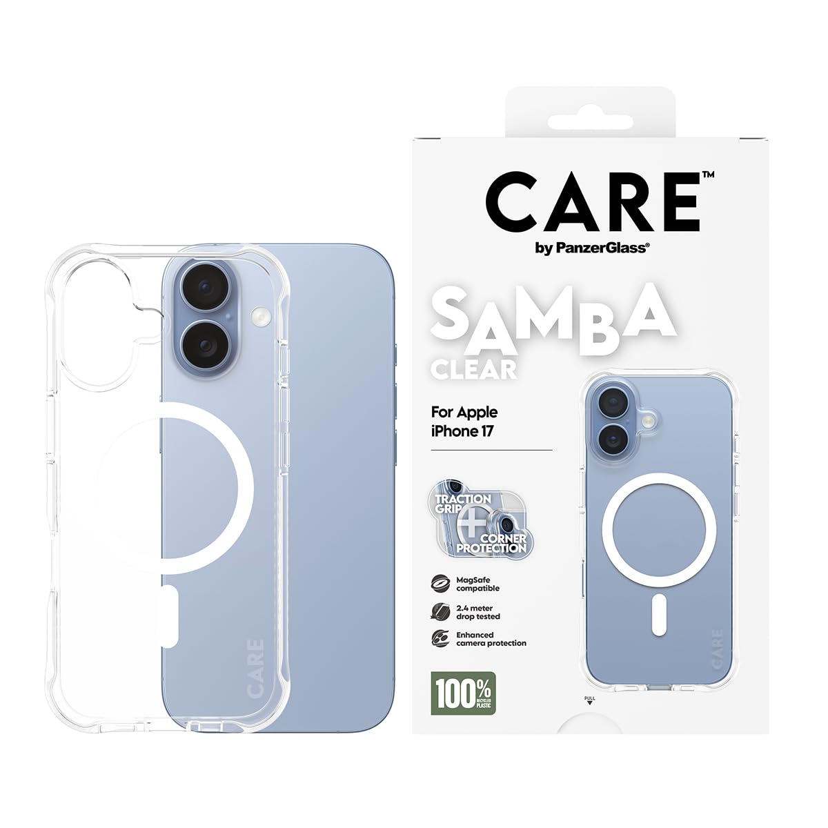 PanzerGlass CARE by PanzerGlass Fashionable Case Samba iPhone 17, Transparent/Wei&szlig; (CR22326) - Bild 1