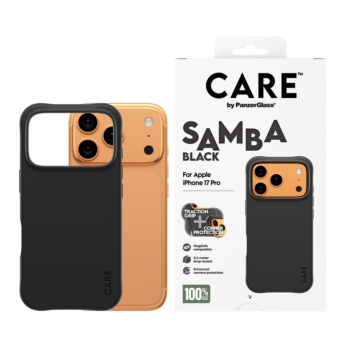 PanzerGlass CARE by PanzerGlass Fashionable Case Samba mit MagSafe f&uuml;r iPhone 17 Pro, Schwarz (CR37427) - Bild 1