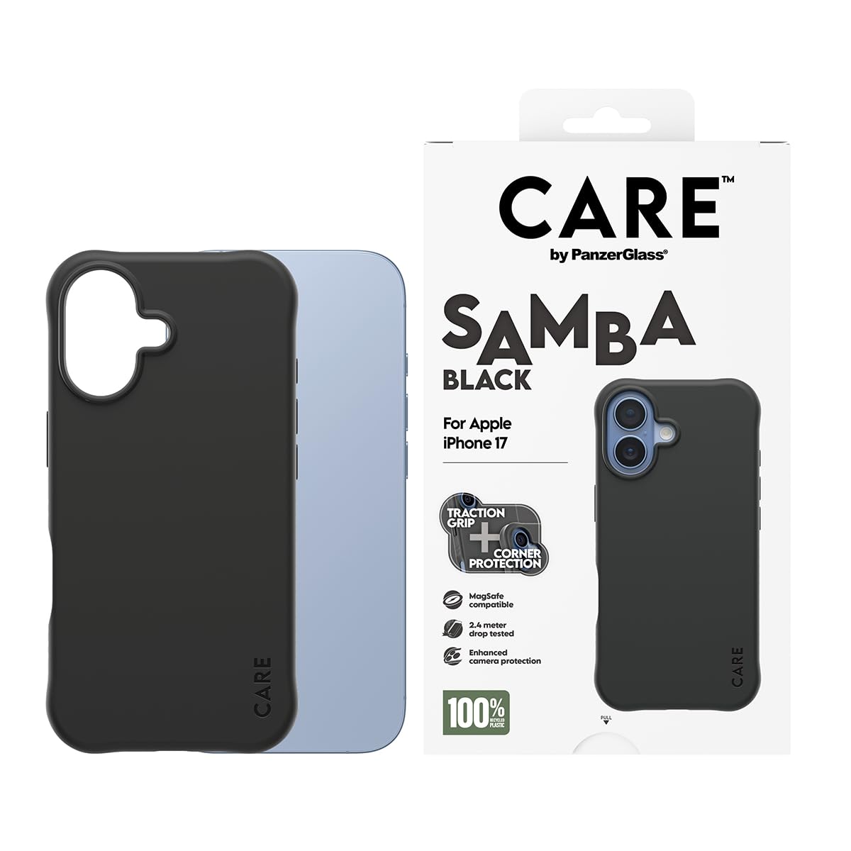 PanzerGlass CARE by PanzerGlass Fashionable Case Samba mit MagSafe f&uuml;r iPhone 17, Schwarz (CR68453) - Bild 1