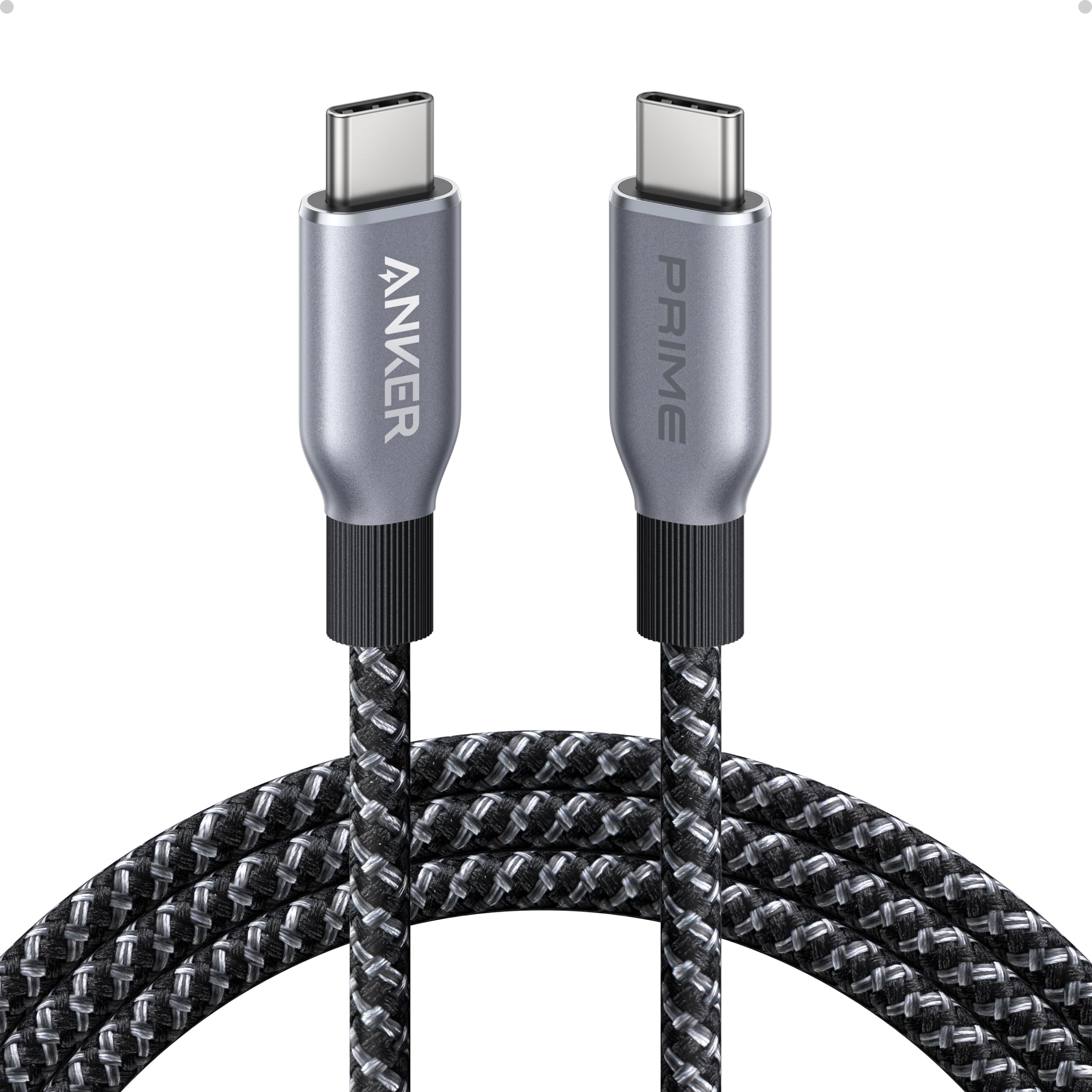 Anker Prime USB-C auf USB-C Kabel (180cm, 240W, Upcycled-Flechtgewebe), Schwarz (A88E2012) - Bild 1