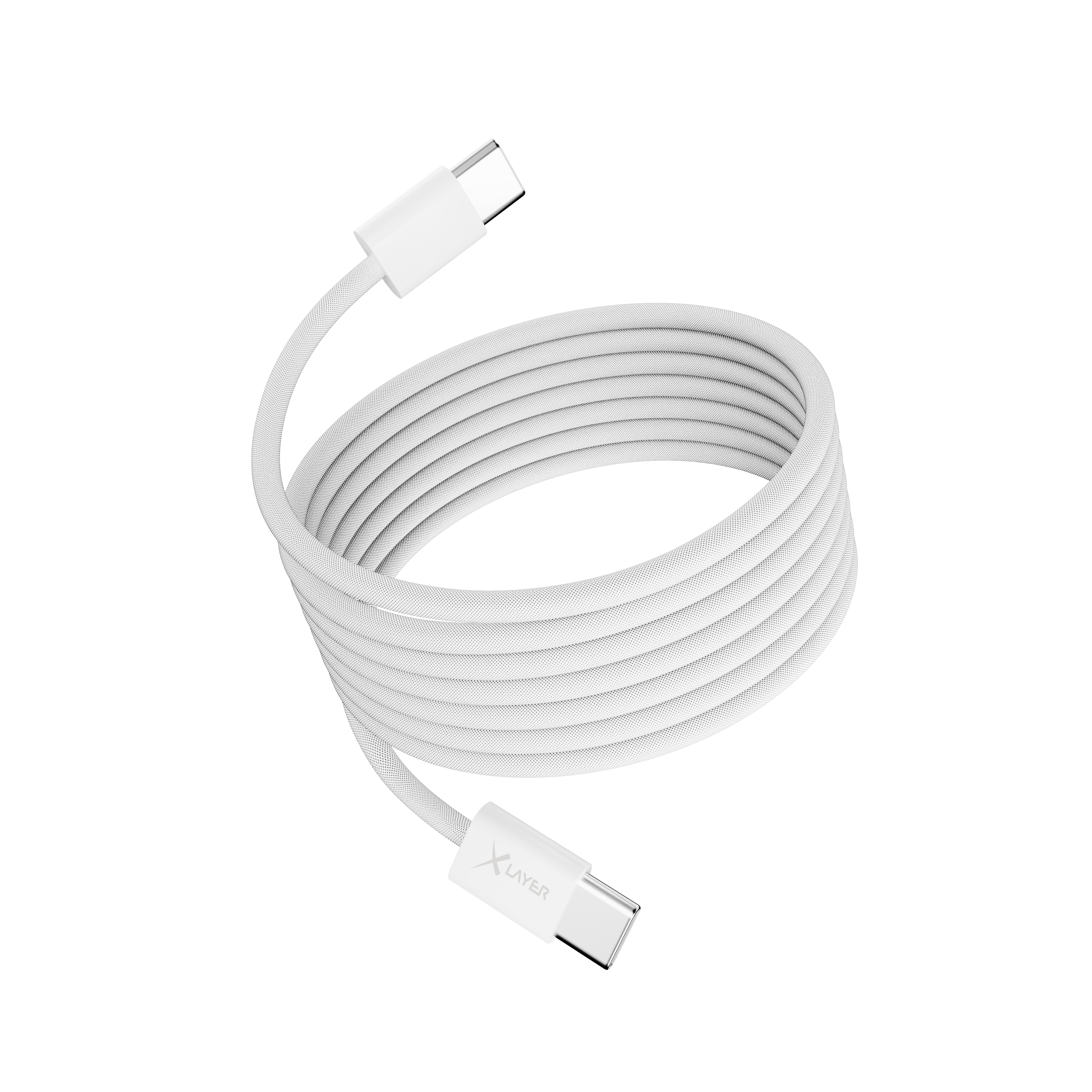 XLayer feingewebtes magnetisches USB Typ C zu Typ C Ladekabel, 1,5m, wei&szlig; - Bild 1