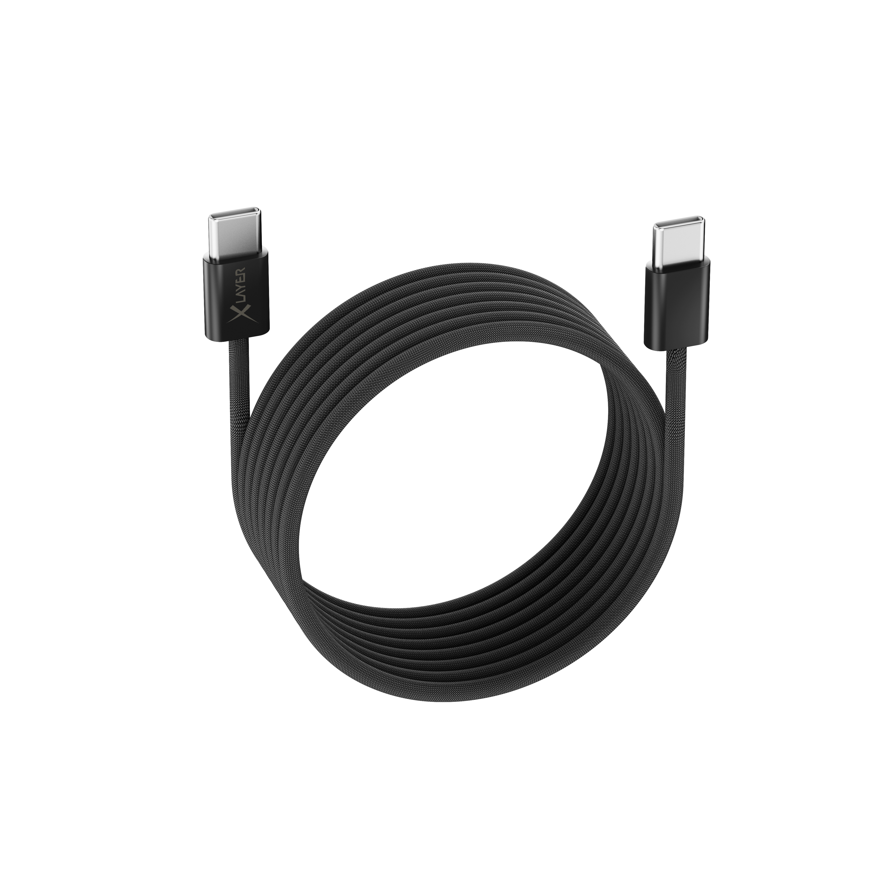 XLayer feingewebtes magnetisches USB Typ C zu Typ C Ladekabel, 1,5m, schwarz - Bild 1