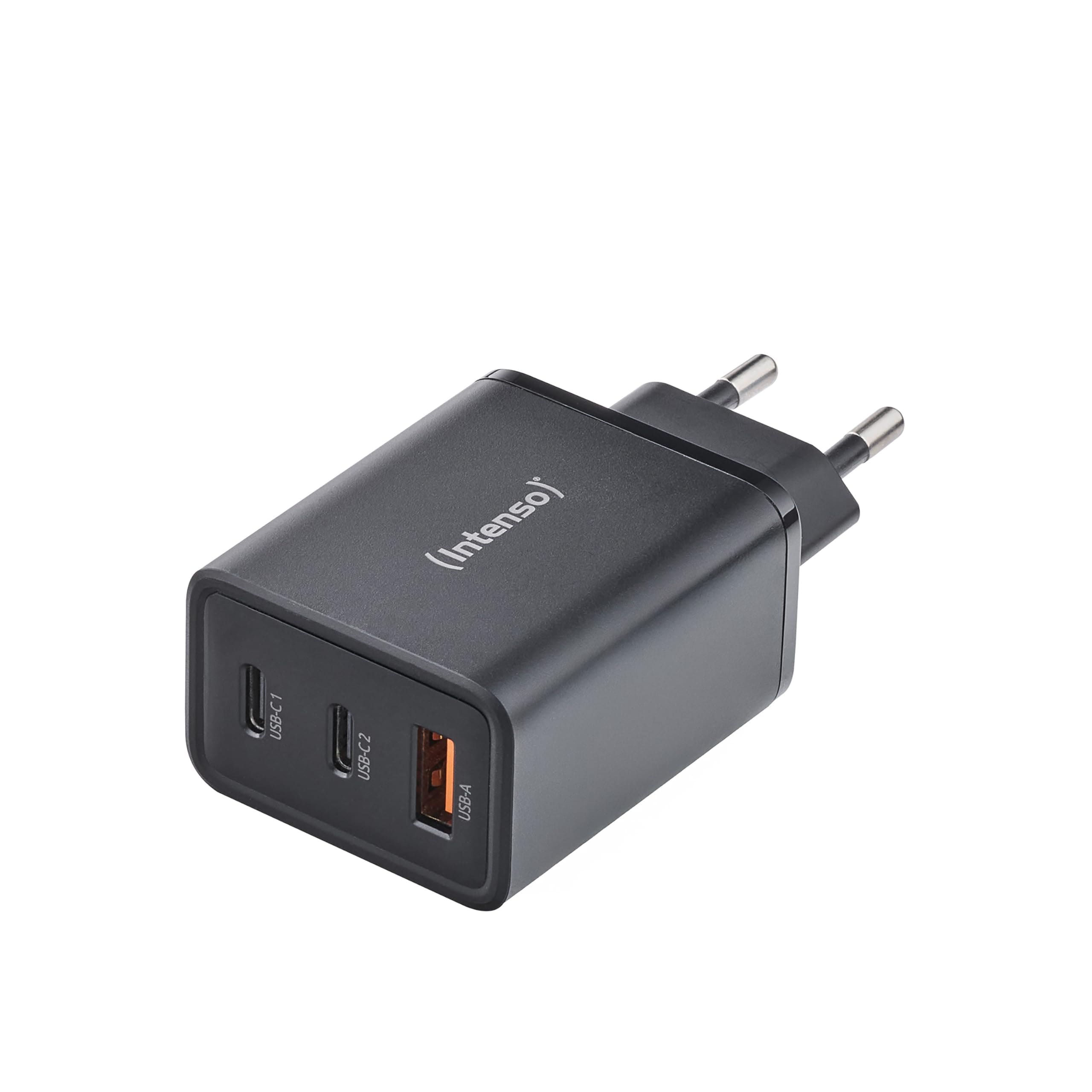 Intenso Power Adapter W65ACC GaN, USB Netzteil mit 1x USB-A und 2x USB-C Anschl&uuml;ssen, Schwarz (65 W, PD 3.0, PPS, QC 4.0, 7806510) - Bild 1