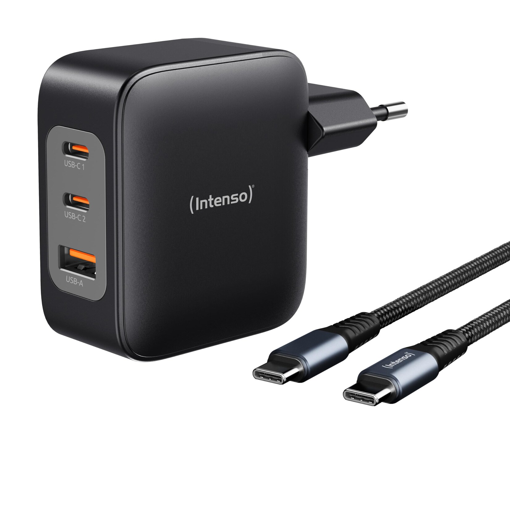 Intenso W100ACC GaN + C520C Kabel, 100W Power Adapeter Set (PD 3.0, PPS, QC 5, 2m, 7810010)