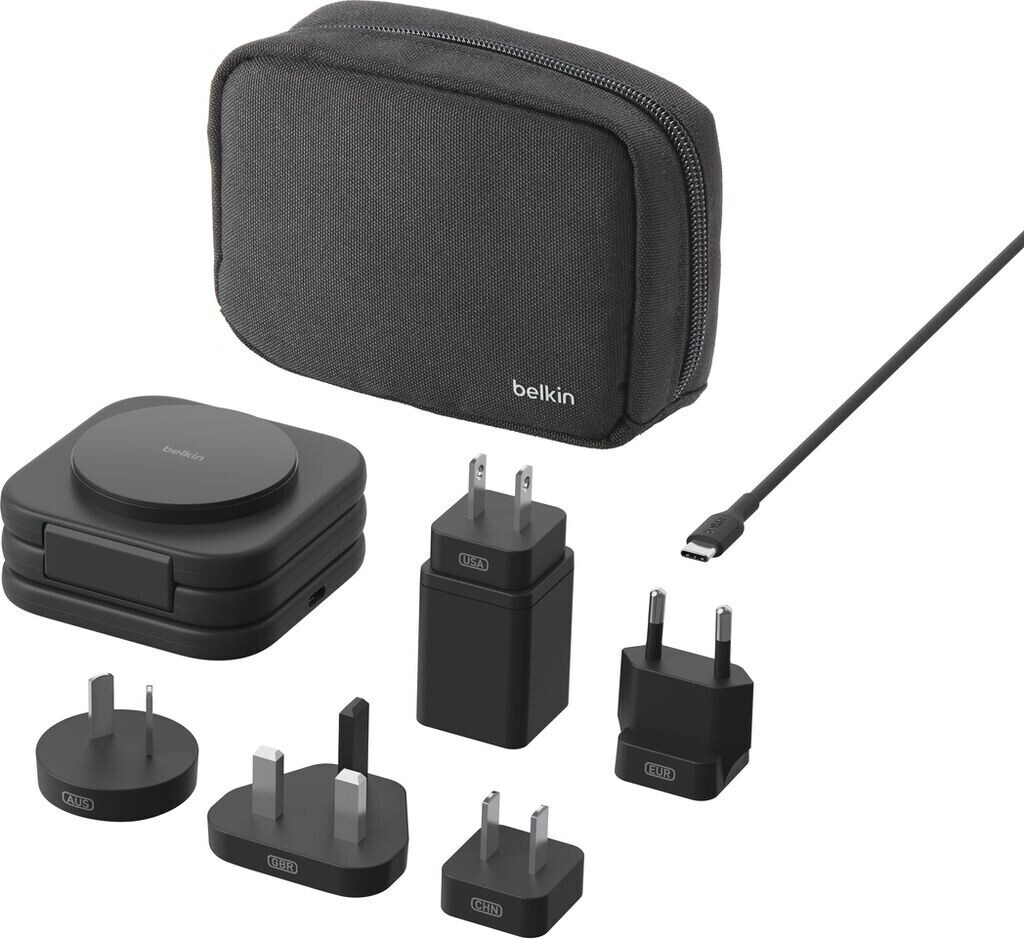 BELKIN BoostCharge Pro Magnetische kabellose 3-in-1-Reiseladestation mit Qi2 (15 W) (WIZ024HQBK)