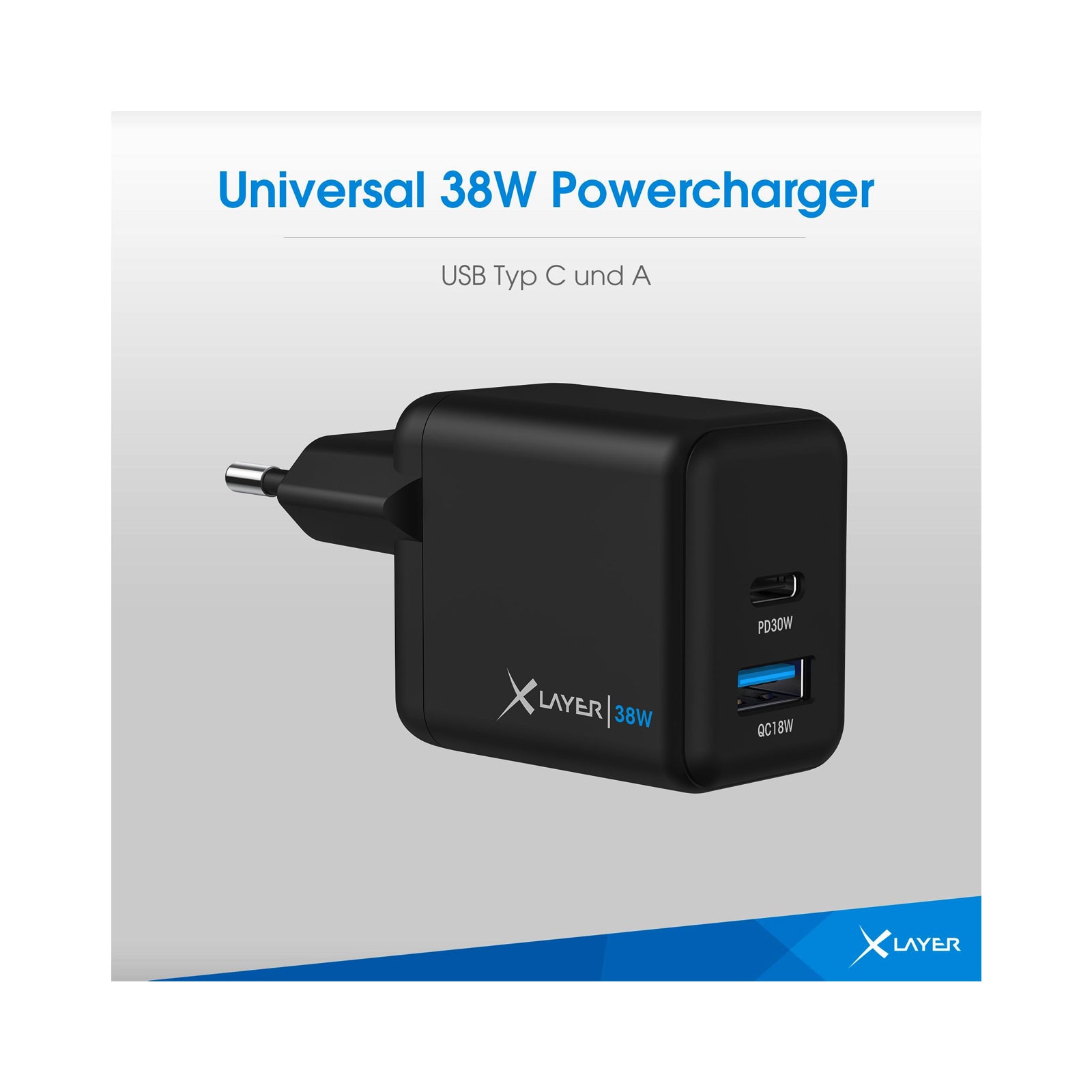 XLayer Universal 38W Powercharger USB Typ C, Black - Bild 1