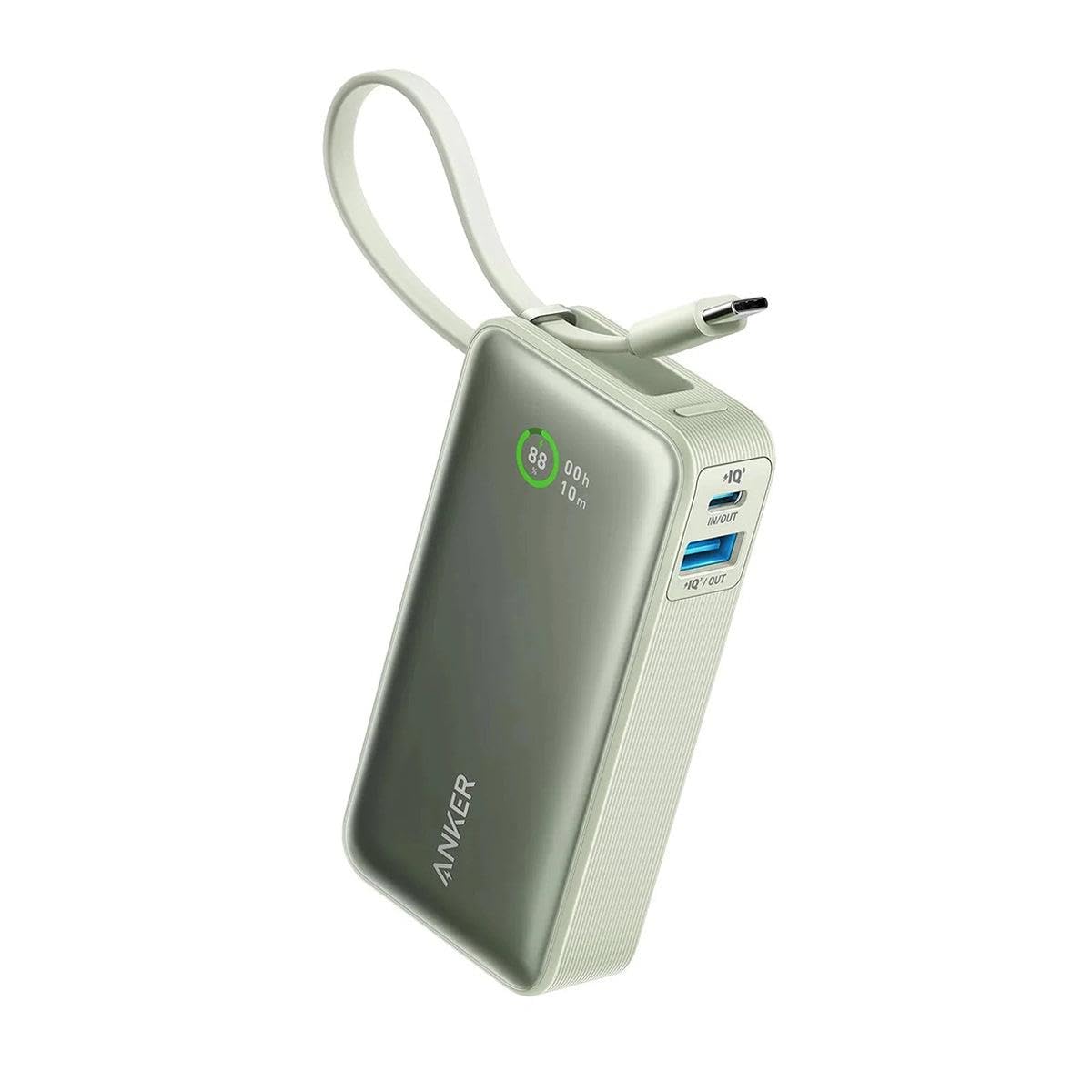 Anker Nano Powerbank (10.000mAh, 30W, Integriertes USB-C Kabel), Gr&uuml;n - Bild 1