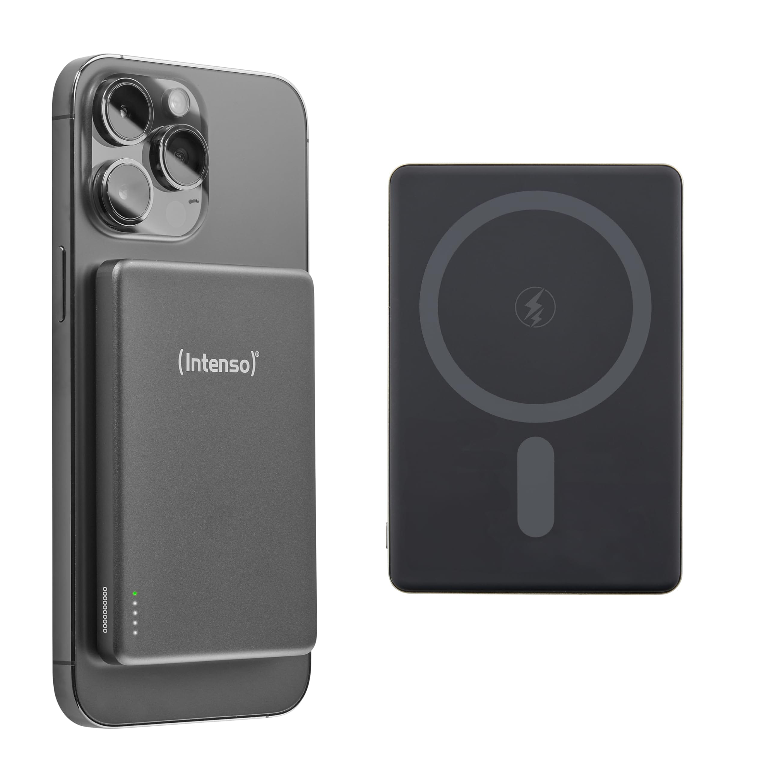 Intenso Intenso Magnetic Wireless Powerbank MW5000, 5000 mAh, Grau (MagSafe, Wireless Charging 15W, USB-C PD 20W, 7344024) - Bild 1