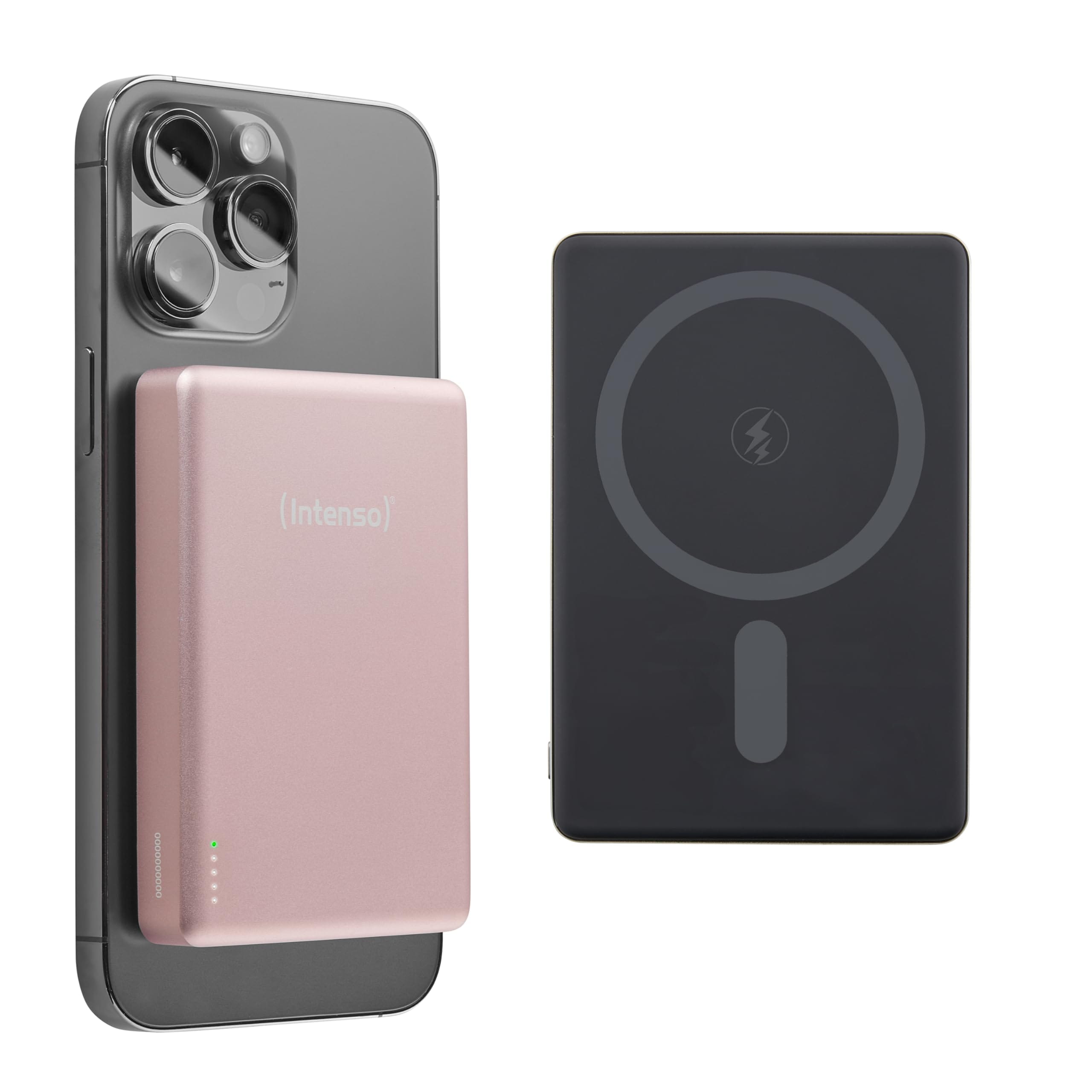 Intenso Intenso Magnetic Wireless Powerbank MW10000, 10000 mAh, Ros&eacute; (MagSafe, Wireless Charging 15W, USB-C PD 20W, 7344033) - Bild 1