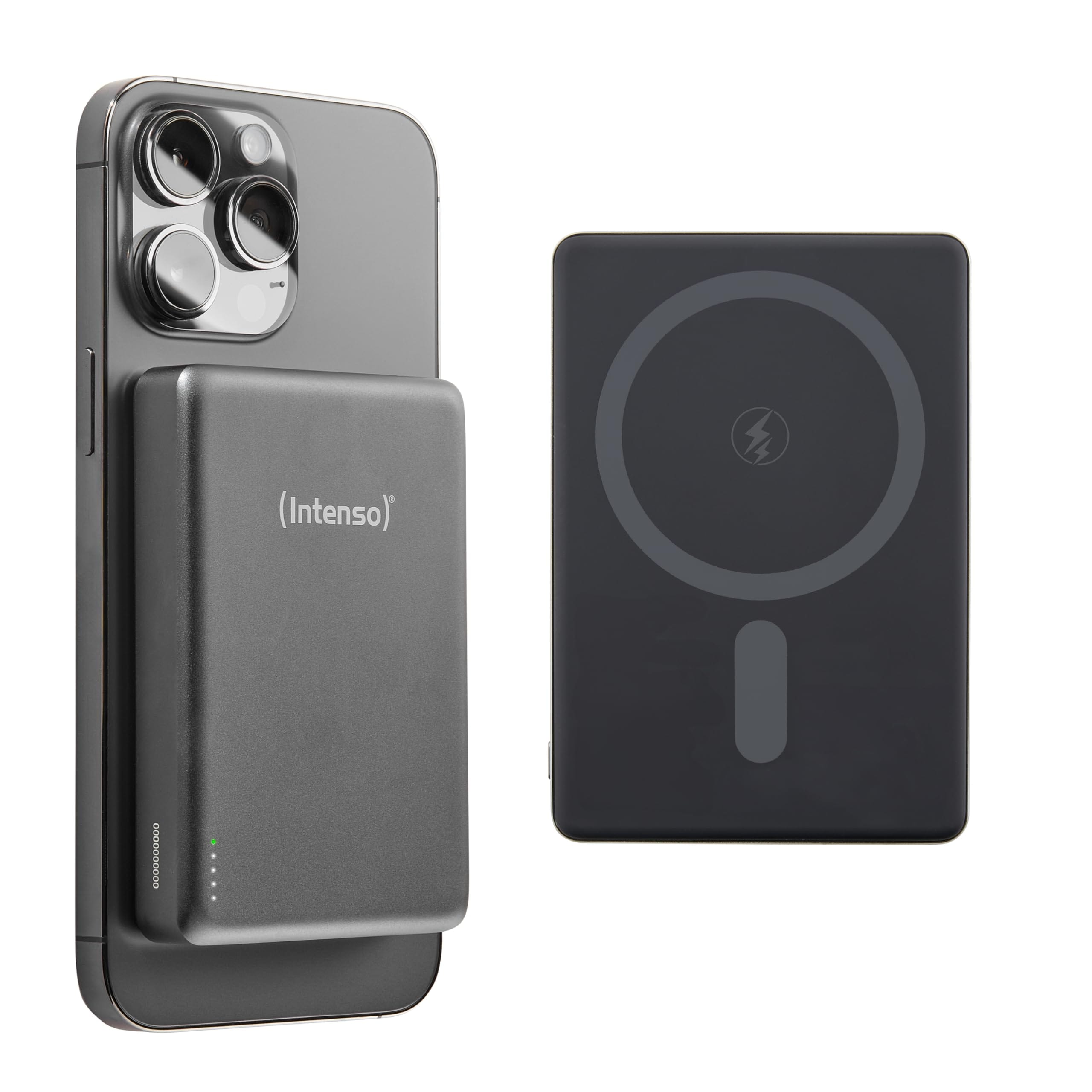 Intenso Intenso Magnetic Wireless Powerbank MW10000, 10000 mAh, Grau (MagSafe, Wireless Charging 15W, USB-C PD 20W, 7344034) - Bild 1