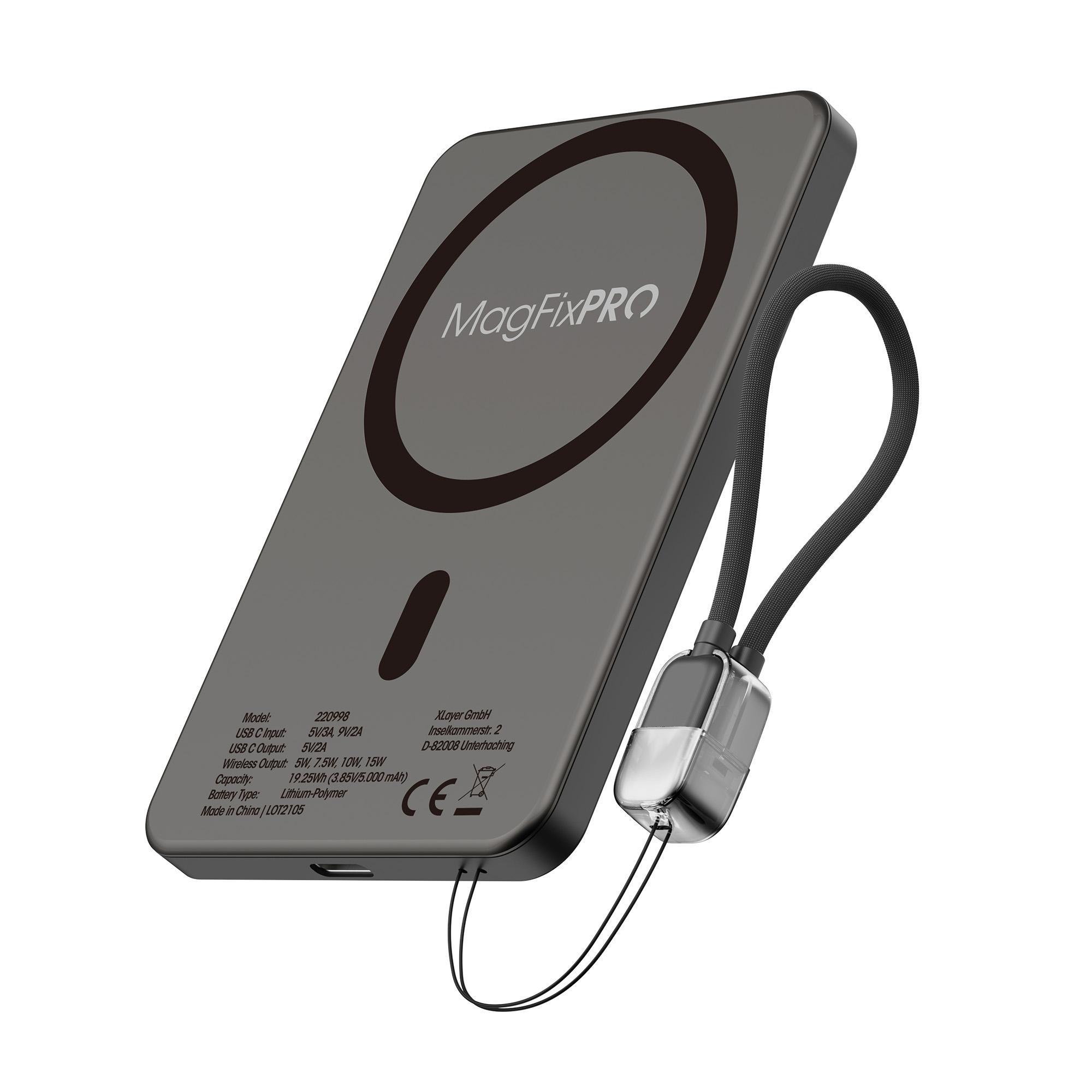 XLayer MagFix Pro Powerbank Ultra Slim 10.000 mAh schwarz - Bild 1