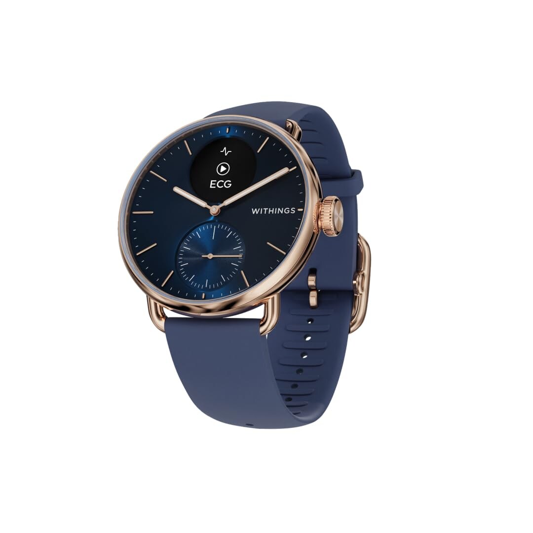 Withings ScanWatch 2 - 38 mm Blau &; Roségold Smartwatch (Herzfrequenzmessung)