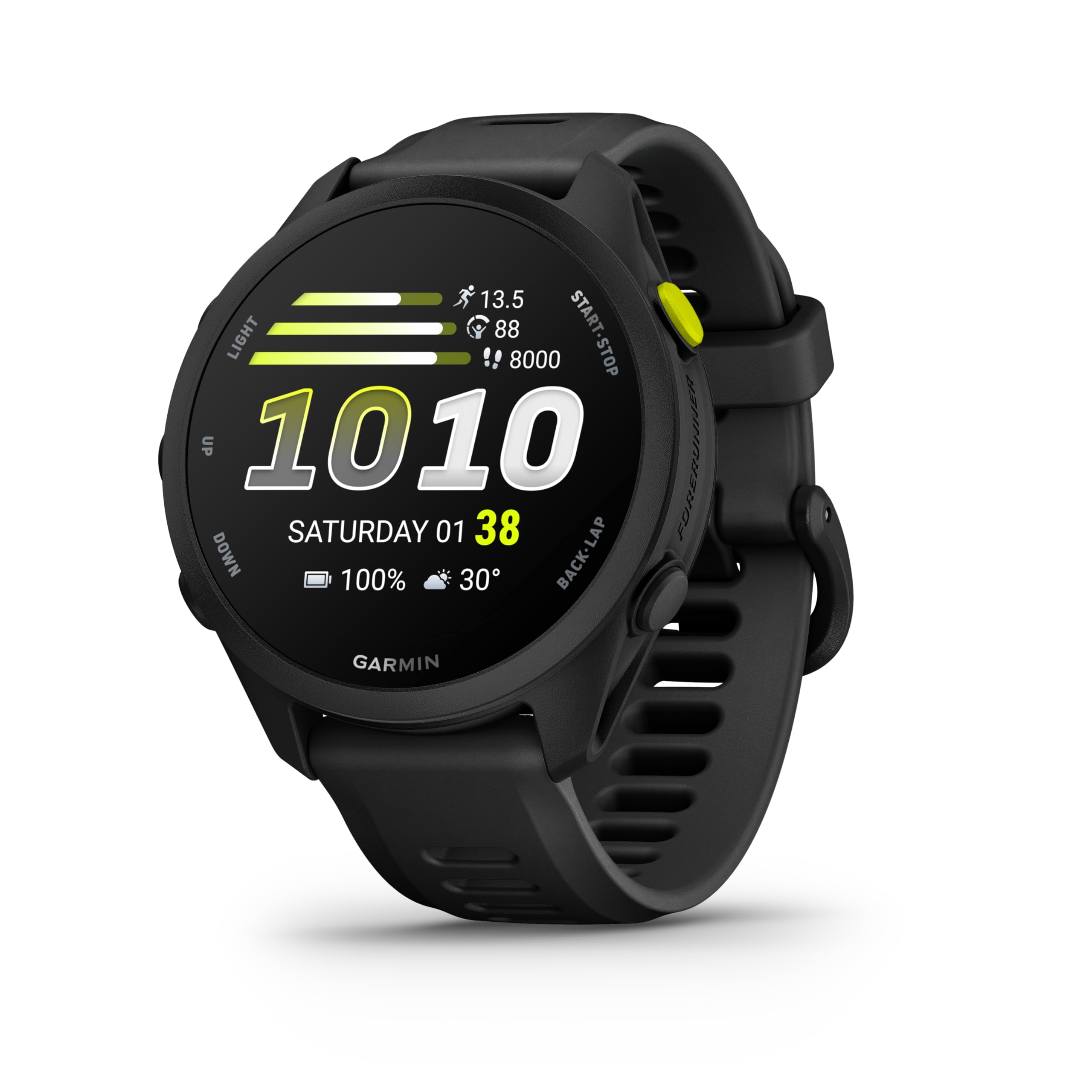 Garmin Forerunner 70 Schwarz mit Schnellwechsel-Silikon Armband 20 mm Smartwatch (Herzfrequenzmessung, Schrittz&auml;hler, Laufuhr) - Bild 1