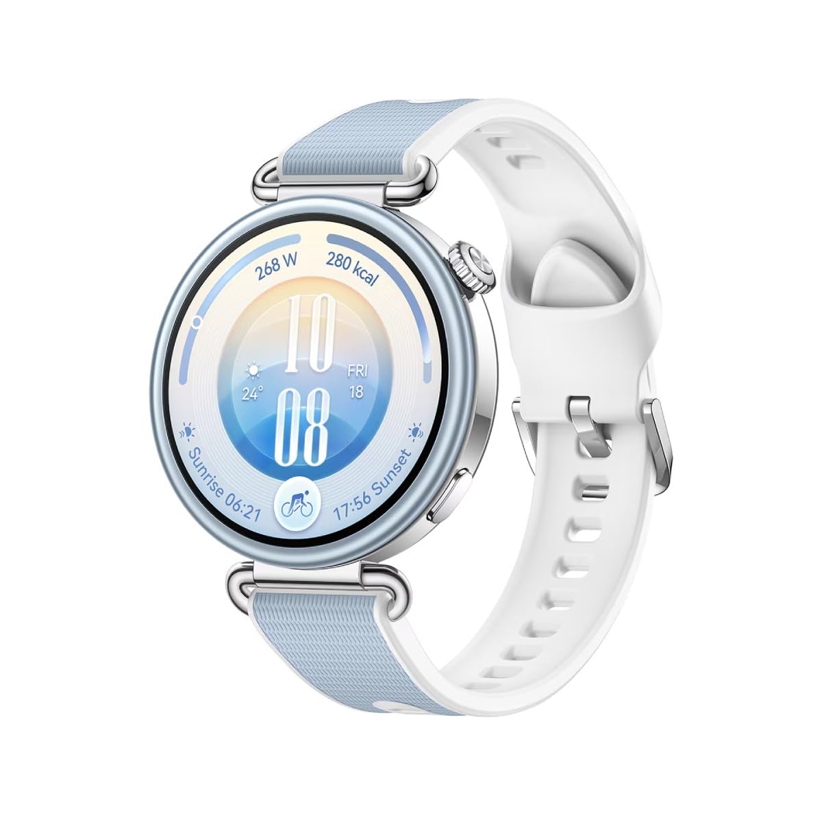 Huawei WATCH GT 7, 41mm, Edelstahlgeh&auml;use + blau-wei&szlig;es Fluorelastomer-Armband Smartwatch (Herzfrequenzmessung) - Bild 1
