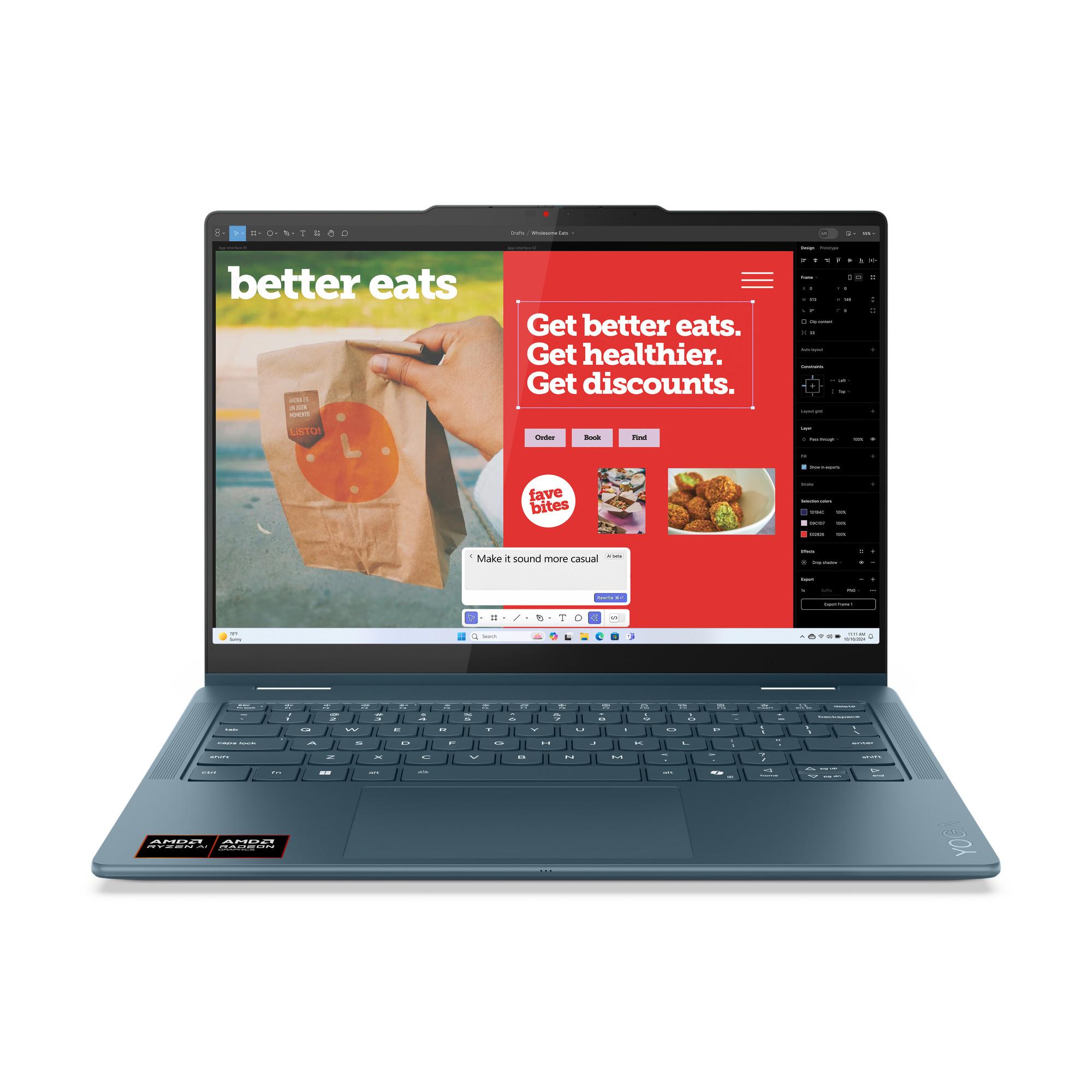 Lenovo Yoga 7 2-in-1 14AKP10, 14 Zoll, Touch, WUXGA, OLED, AMD Ryzen AI 5 340, 16GB, 512GB SSD, Radeon 840M (Tidal Teal, Copilot+ PC, 60 Hz, 600 nits (peak), DisplayHDR True Black 500) - Bild 1