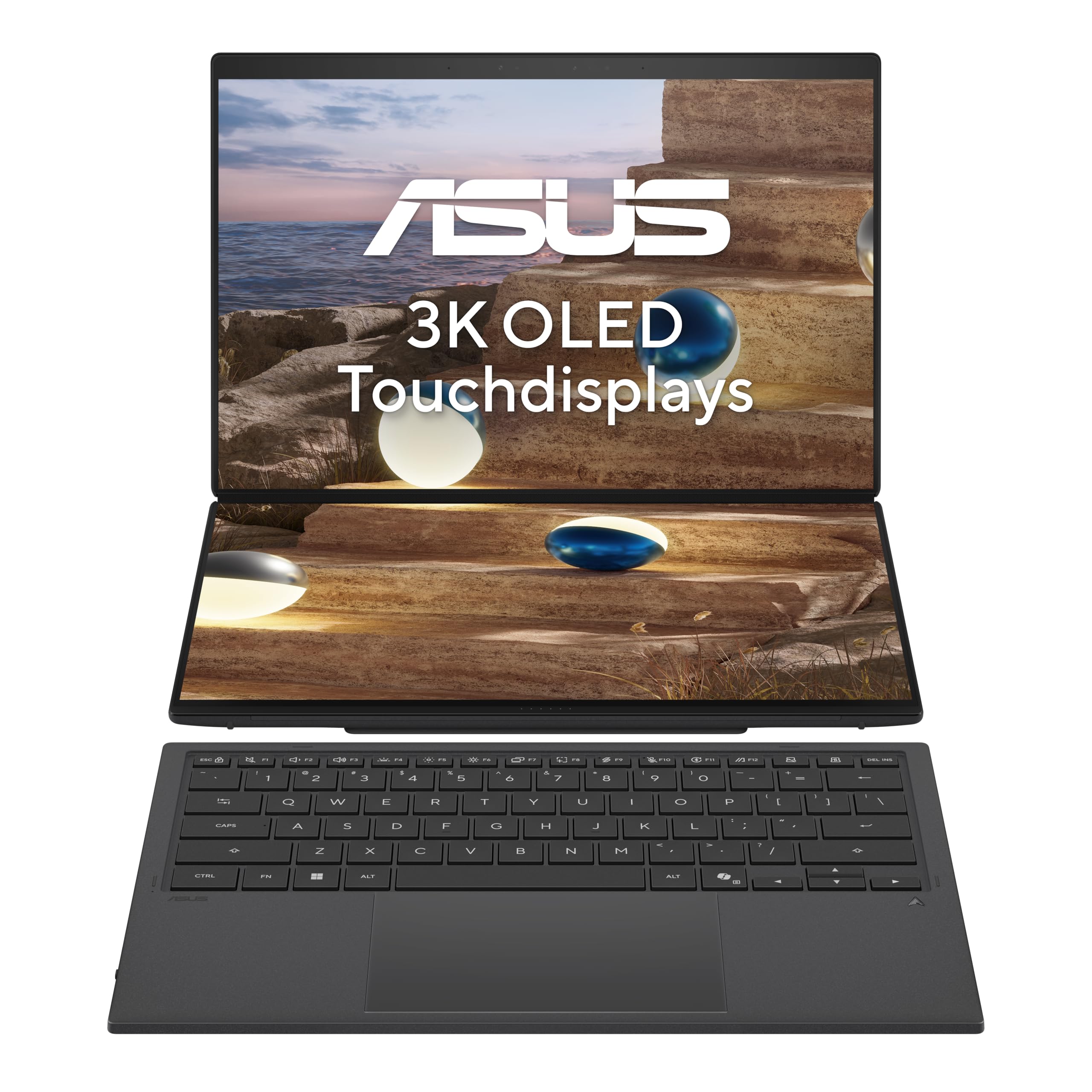 ASUS Zenbook Duo UX8407AA-SN262W, 14 Zoll, Touch, 3K, OLED, Intel Core Ultra 9 386H, 32 GB, 1 TB SSD (Moher Gray, Eingabestift, 144 Hz, DisplayHDR True Black 1000) - Bild 1