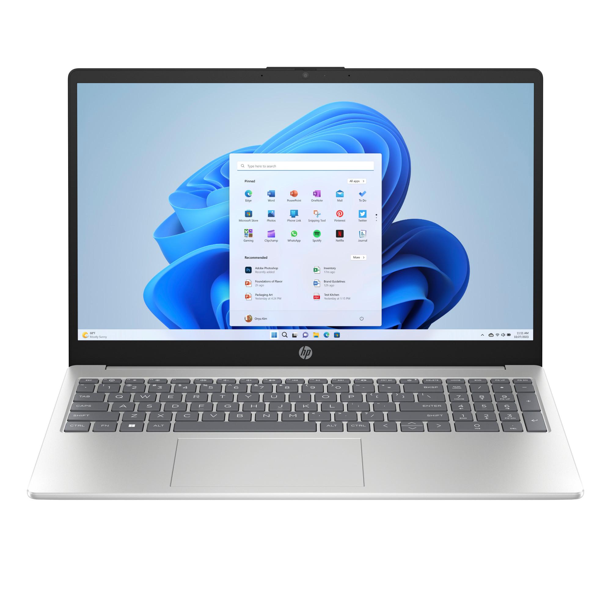 HP 15-fd0519ng, Natursilber, 15,6 Zoll, Full HD, Intel N150, 4 GB, 128 GB, Intel Grafikkarte Notebook (D46JREA) - Bild 1
