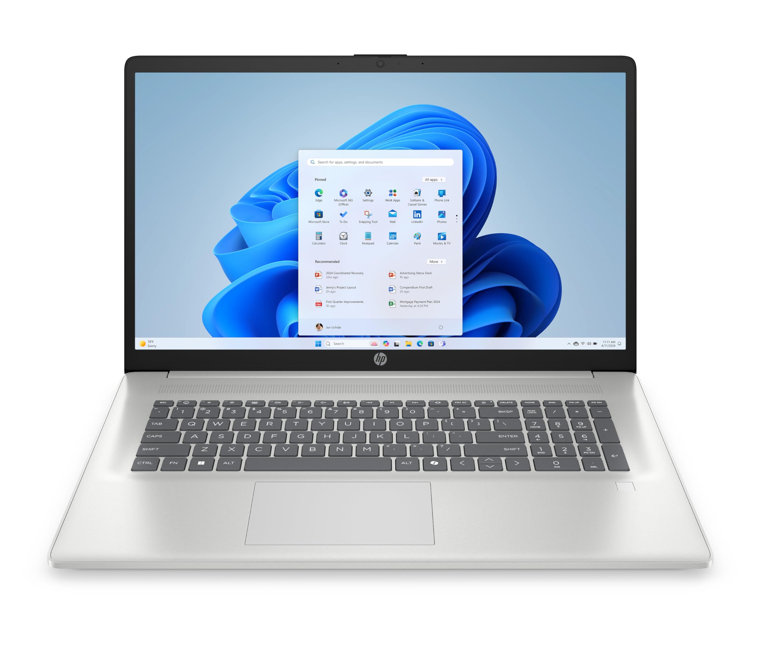 HP 17-cp2653ng, Natursilber, 17,3 Zoll, Full HD, IPS, AMD Ryzen 5 7520U, 16 GB, 512 GB, AMD Radeon Notebook (C35PTEA) - Bild 1
