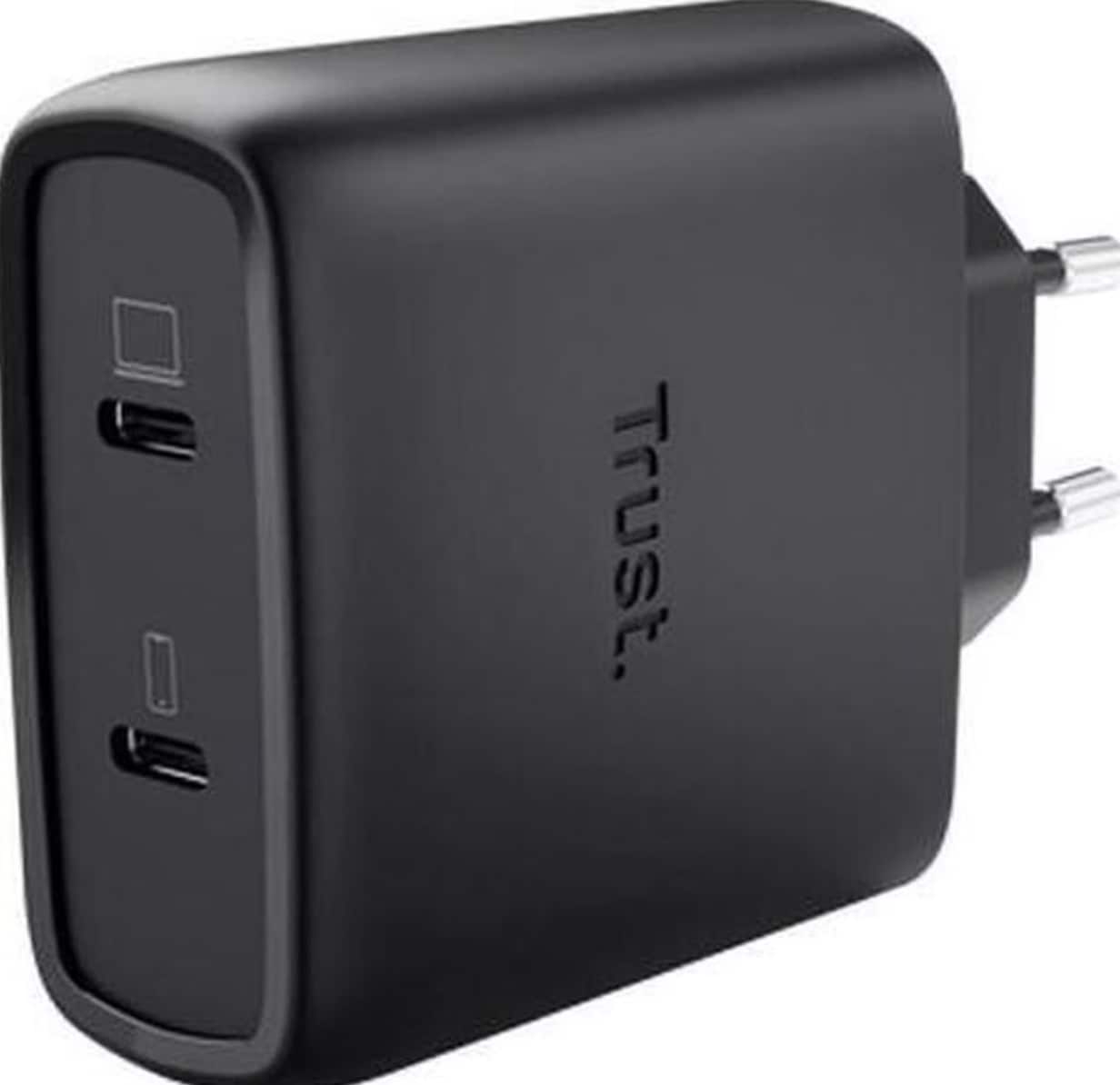 Trust Maxo USB-C-GaN-Ladeger&auml;t 65 W mit 2 USB-C-Anschl&uuml;ssen, Schwarz (25525) - Bild 1