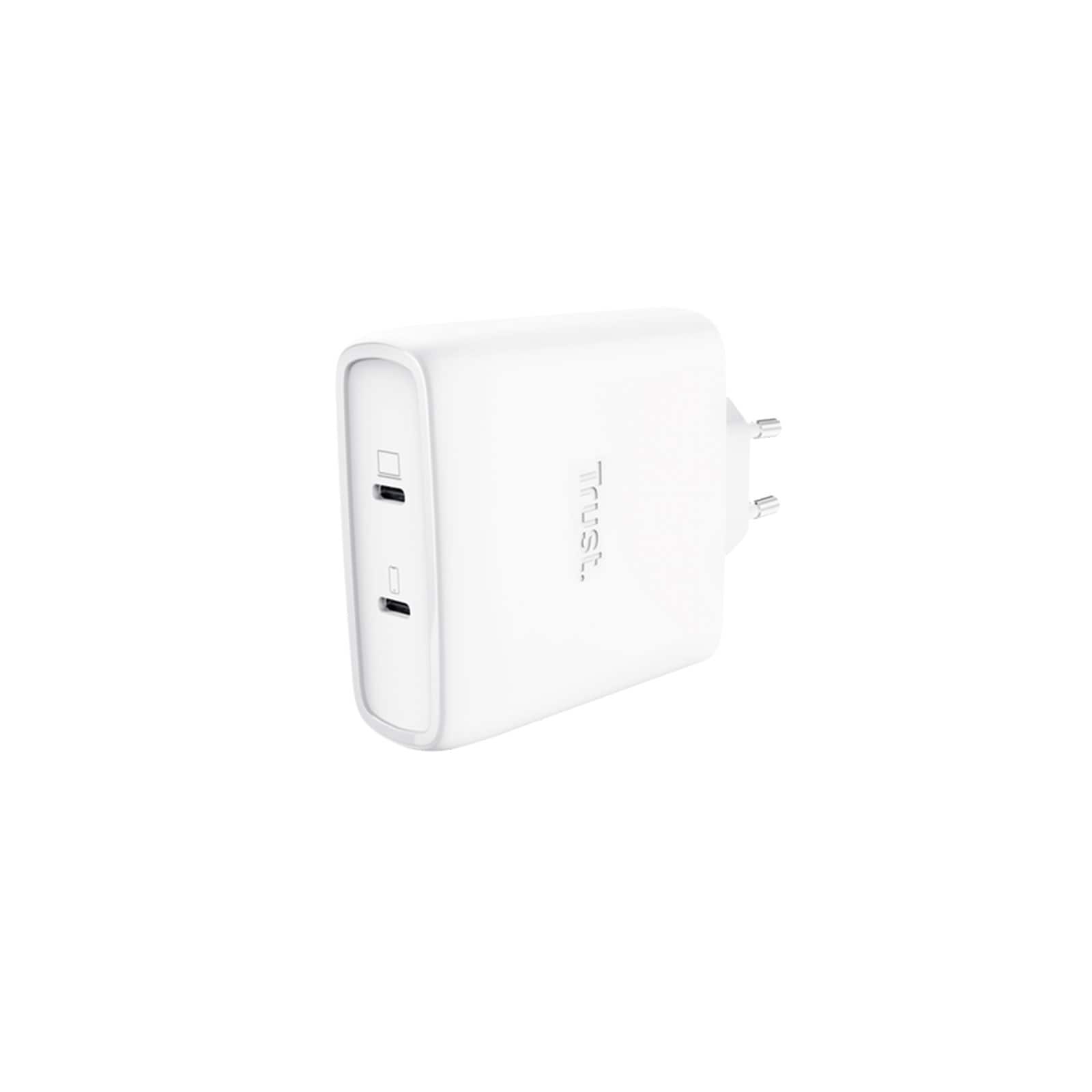 Trust Maxo USB-C-GaN-Ladeger&auml;t 100 W mit 2 USB-C-Anschl&uuml;ssen, Wei&szlig; (25528) - Bild 1