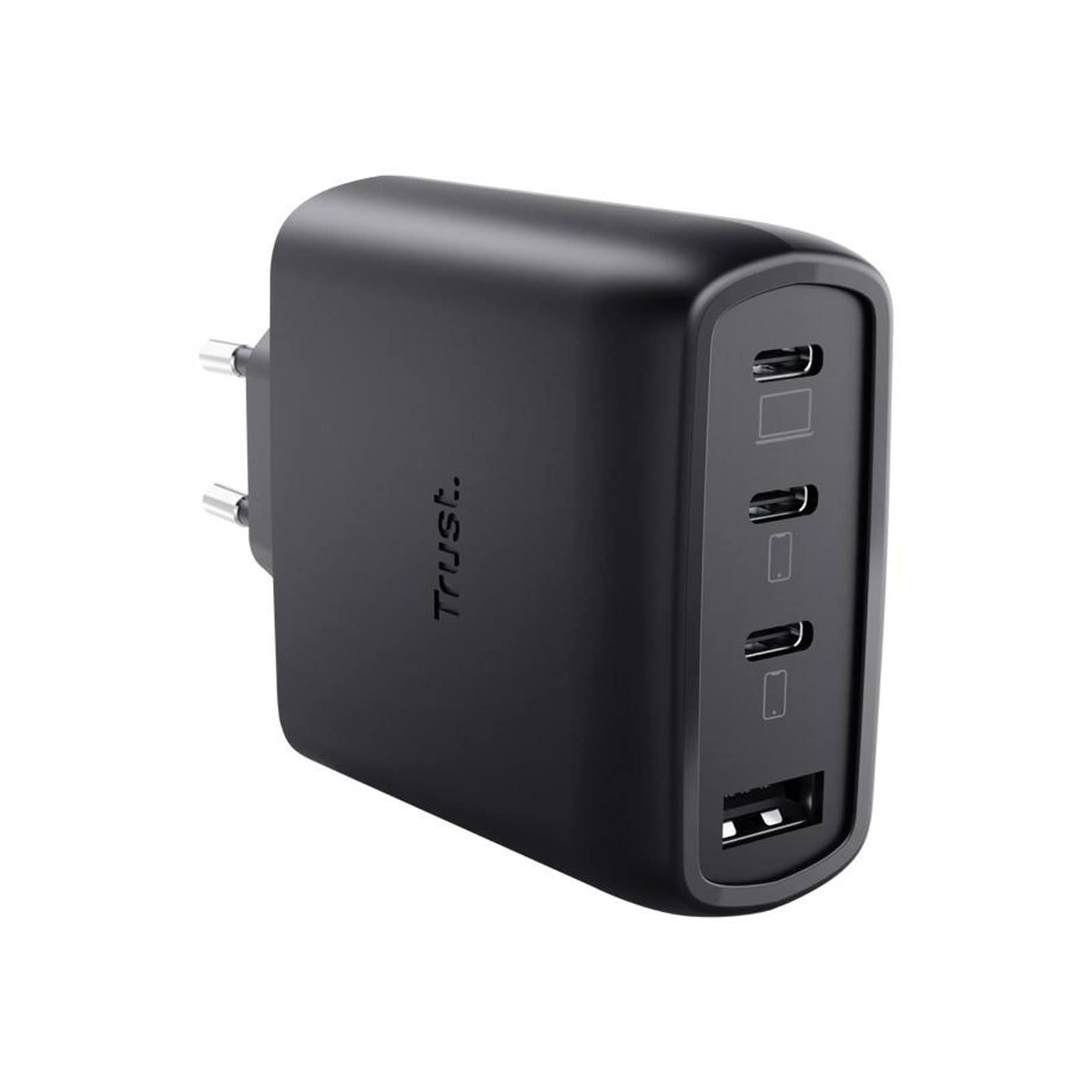Trust Maxo GaN-USB-Tischladeger&auml;t mit 65 W und 4 Anschl&uuml;ssen, Schwarz (26067, USB-C, USB-A) - Bild 1