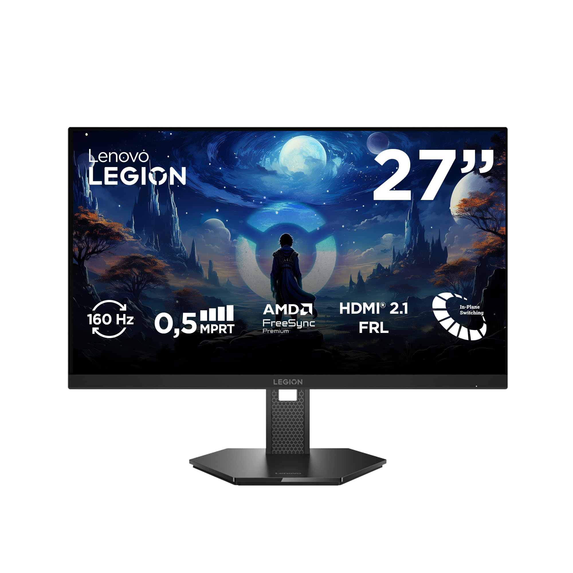 Lenovo Monitor Legion 27U-10, Raven Black, 27 Zoll, 4K UHD, 320 Hz, 0,5 ms (IPS, HDR10, 2 x HDMI 2.1, 1 x DisplayPort 1.4, h&ouml;henverstellbar, AMD FreeSync Premium, NVIDIA G-SYNC) - Bild 1