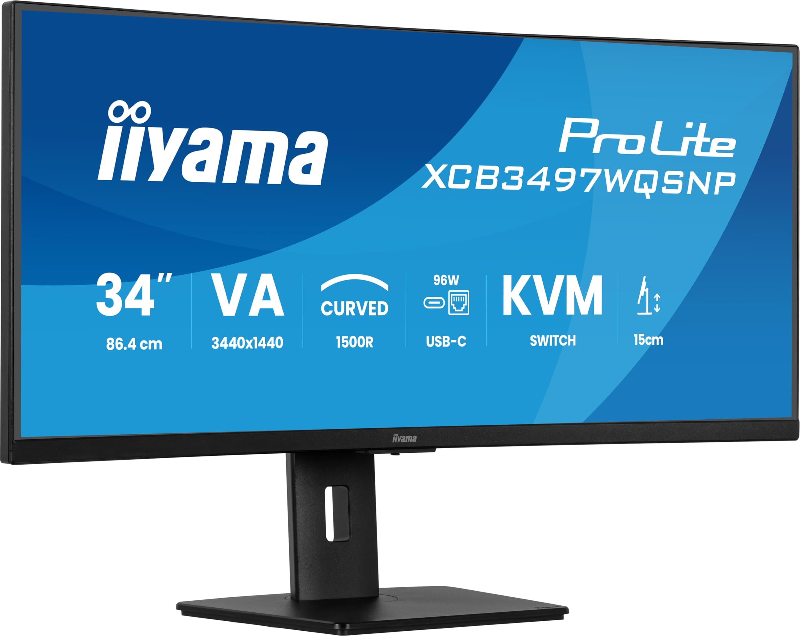 iiyama ProLite XCB3497WQSNP-B1, Schwarz, 34 Zoll, Curved, UltraWide Quad HD, 120 Hz, 0,4ms Monitor - Bild 1