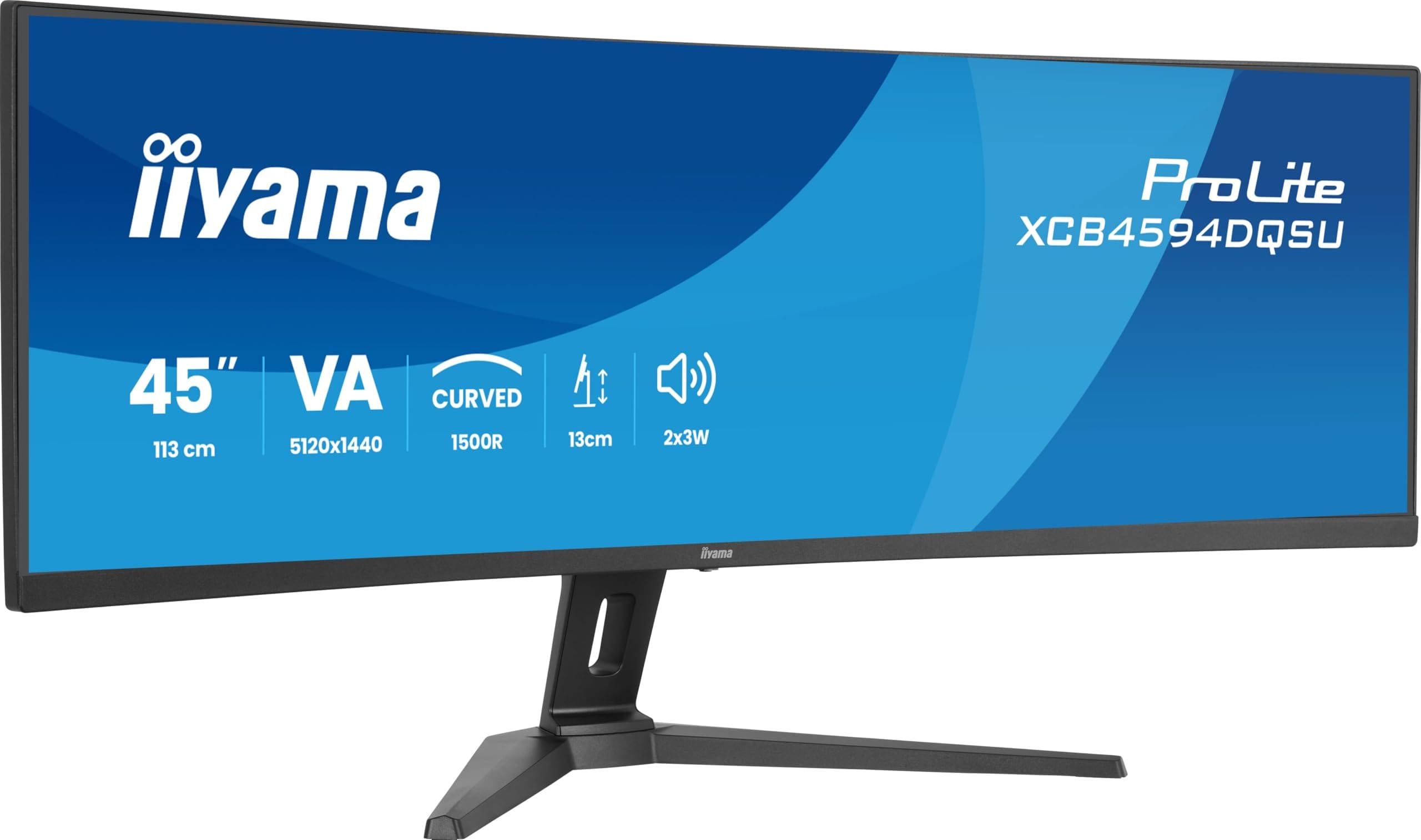 iiyama ProLite XCB4594DQSU-B1, matt schwarz, 44,5 Zoll, Curved, Dual-QHD, 75 Hz, 2 ms Monitor (HDR, HDMI, DisplayPort, h&ouml;henverstellbar, Adaptive Sync) - Bild 1