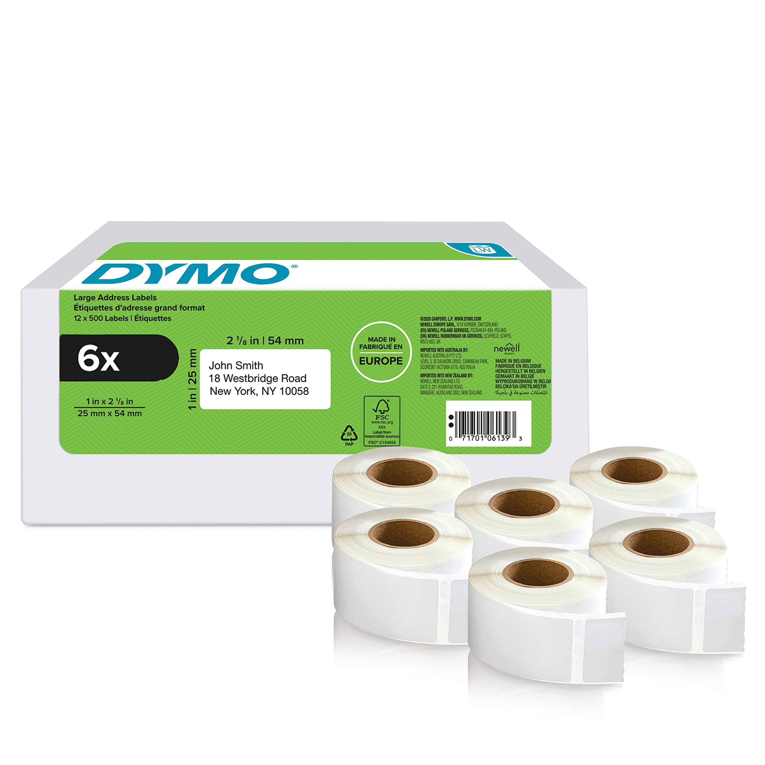 Dymo LW-R&uuml;cksendeadress-Etiketten gro&szlig; 25x54mm 6x 500St/Rol - Bild 1