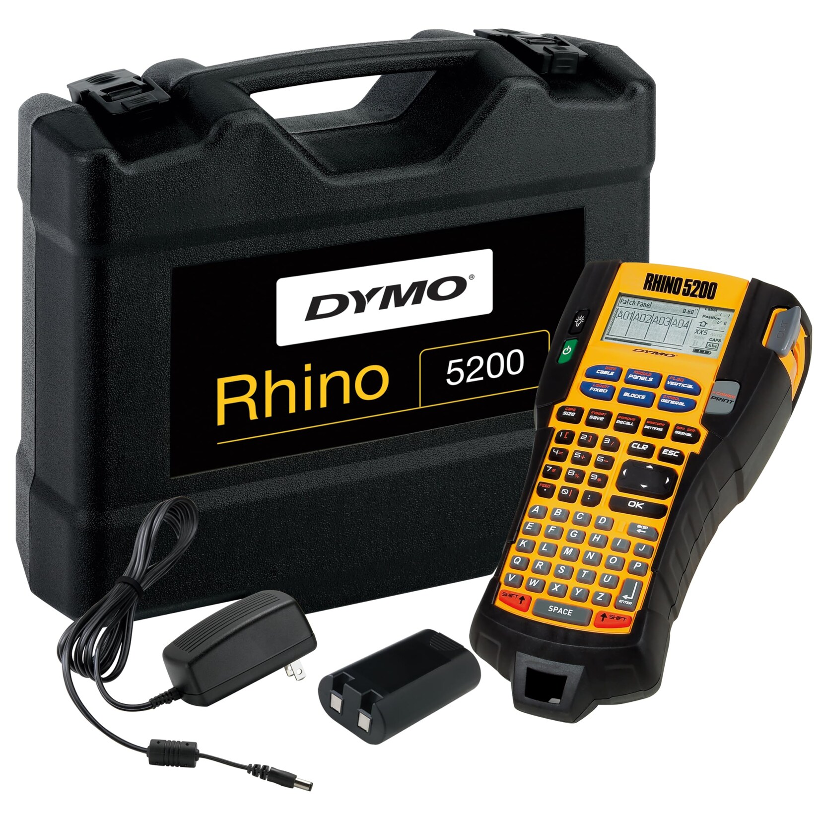 DYMO Rhino 5200 Hard Case Kit - Étiqueteuse - Noir et blanc - transfert thermique - Rouleau (1,9 cm ) - outil de coupe